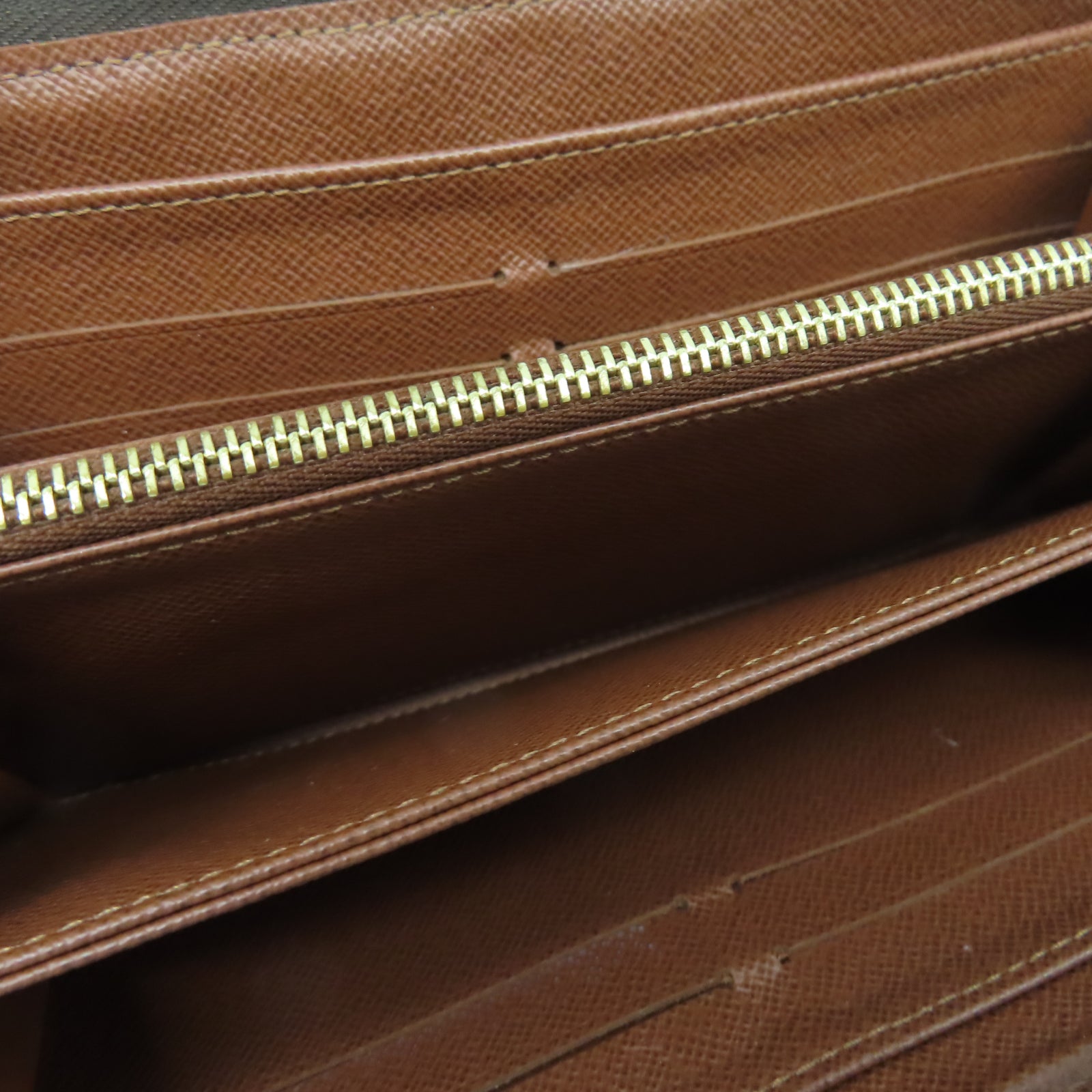 LOUIS VUITTON Monogram Zipper Long Wallet金扣長錢包棕色