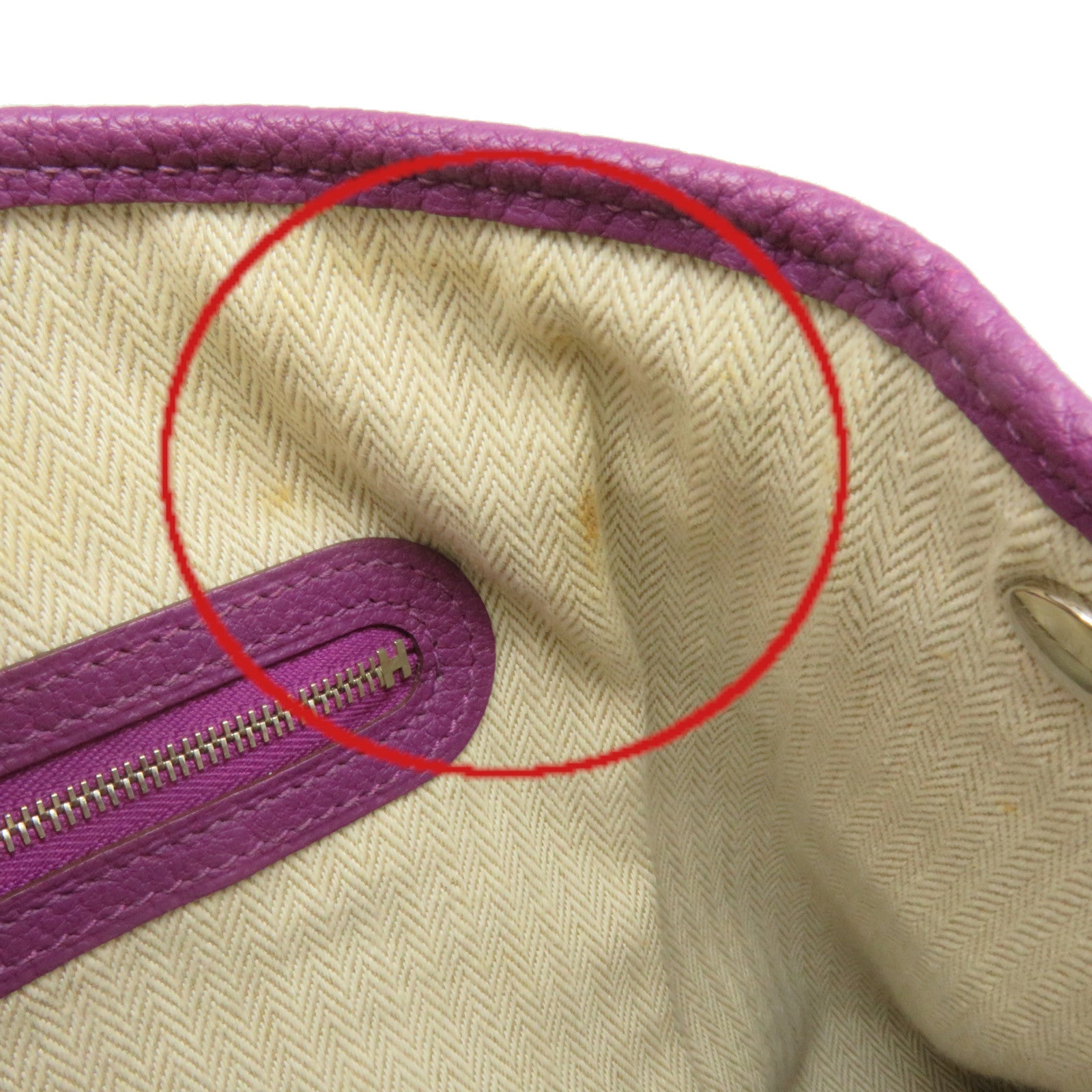 HERMES Negonda皮革GardenParty PM Tote Bag银扣手挽袋N5紫色