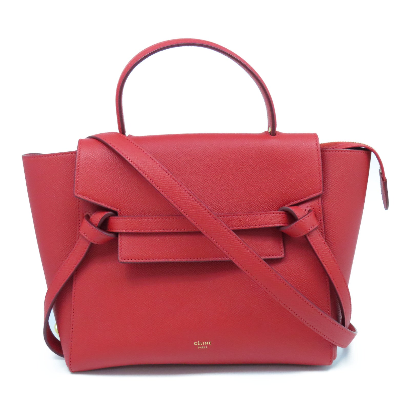 CELINE 牛皮皮革2way Shoulder Bag金扣手挽肩背兩用袋紅色