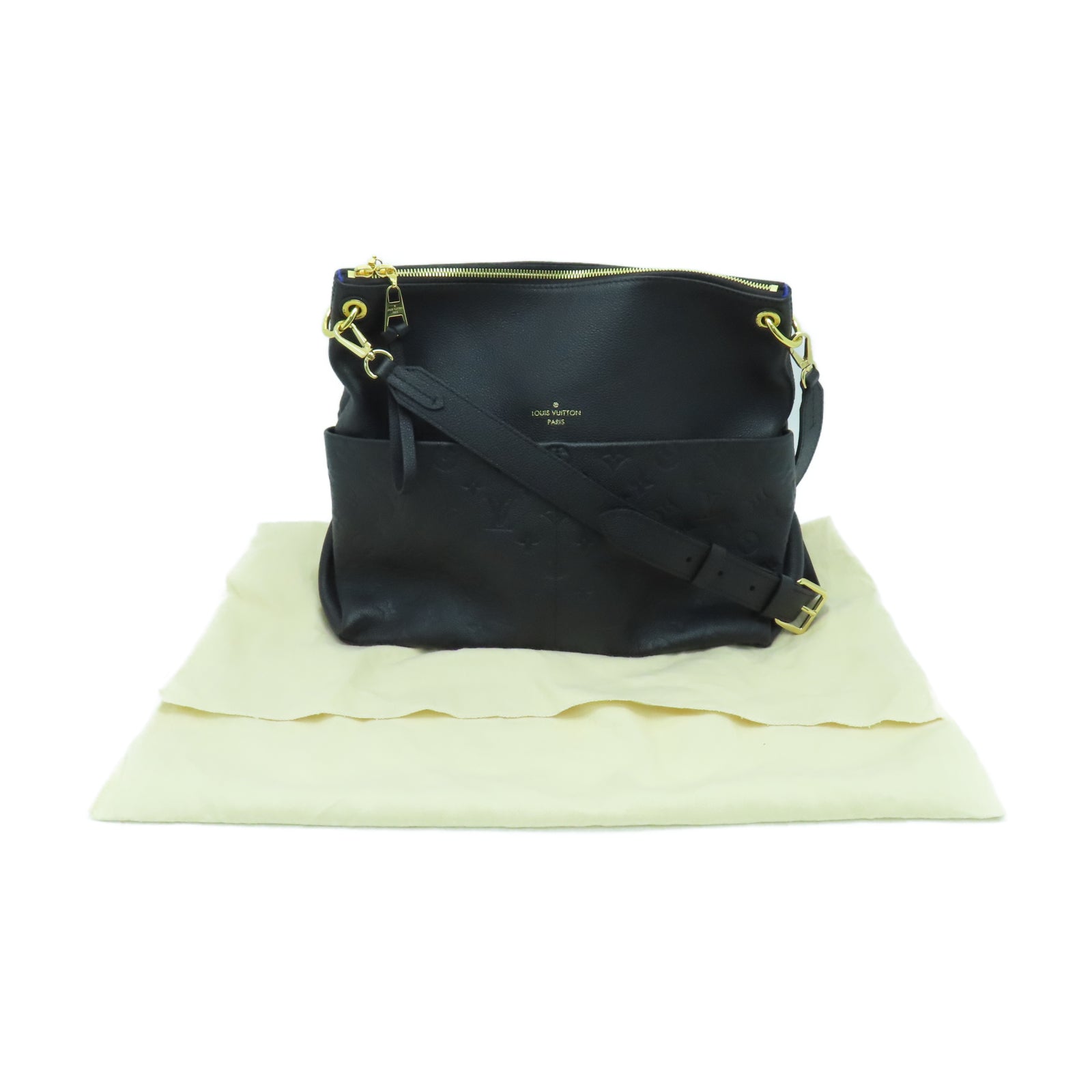 LOUIS VUITTON 压纹皮革Maida Hobo金扣手挽肩背两用袋黑色
