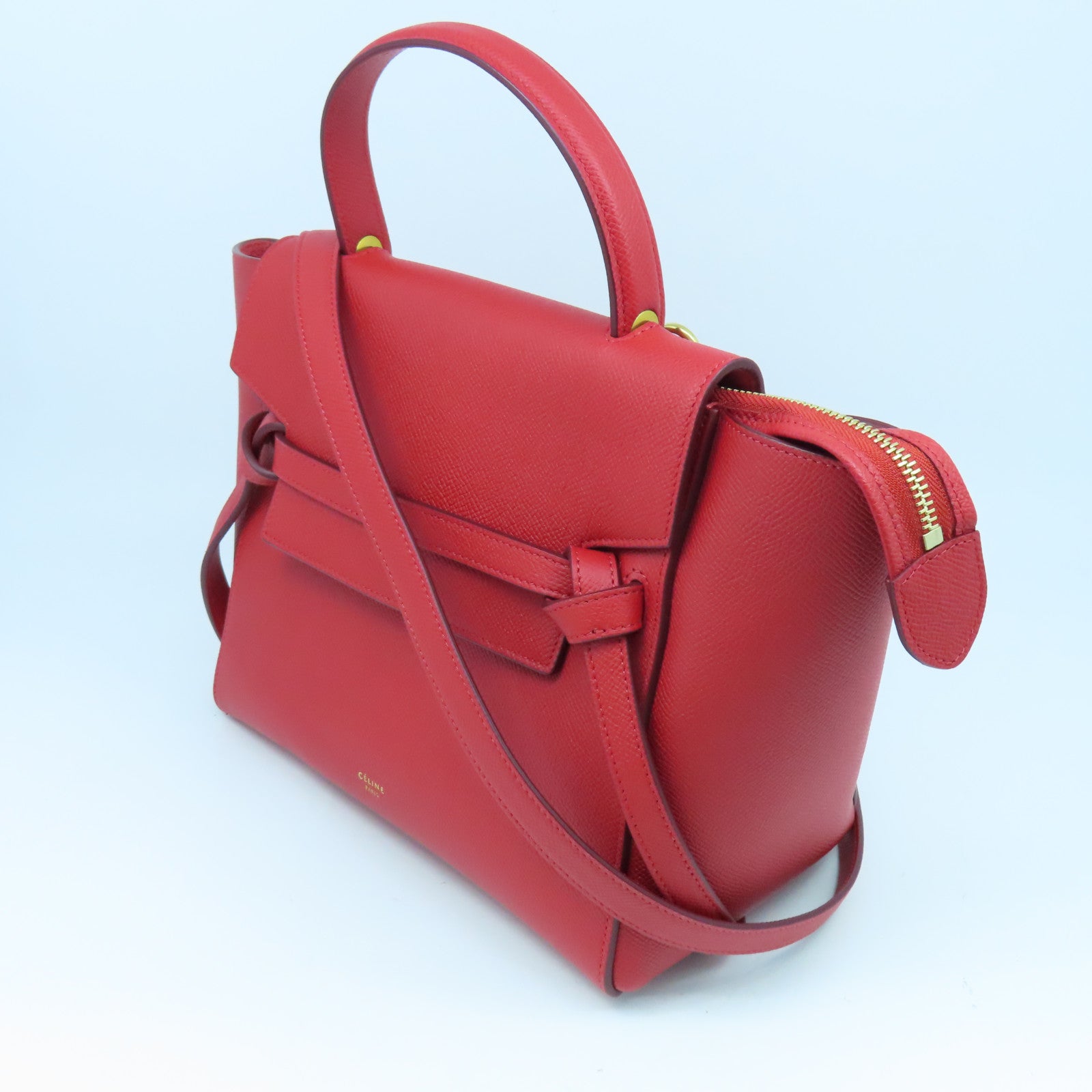 CELINE 牛皮皮革2way Shoulder Bag金扣手挽肩背兩用袋紅色