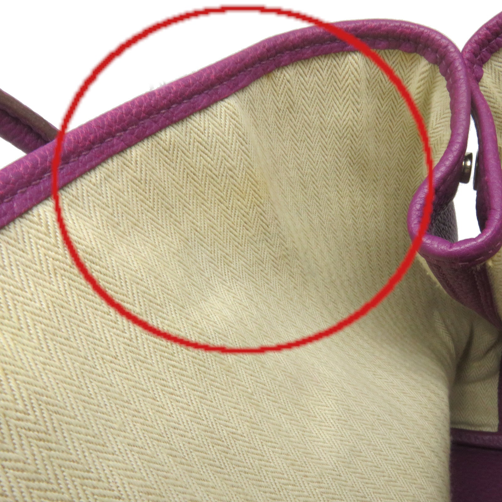 HERMES Negonda皮革GardenParty PM Tote Bag银扣手挽袋N5紫色