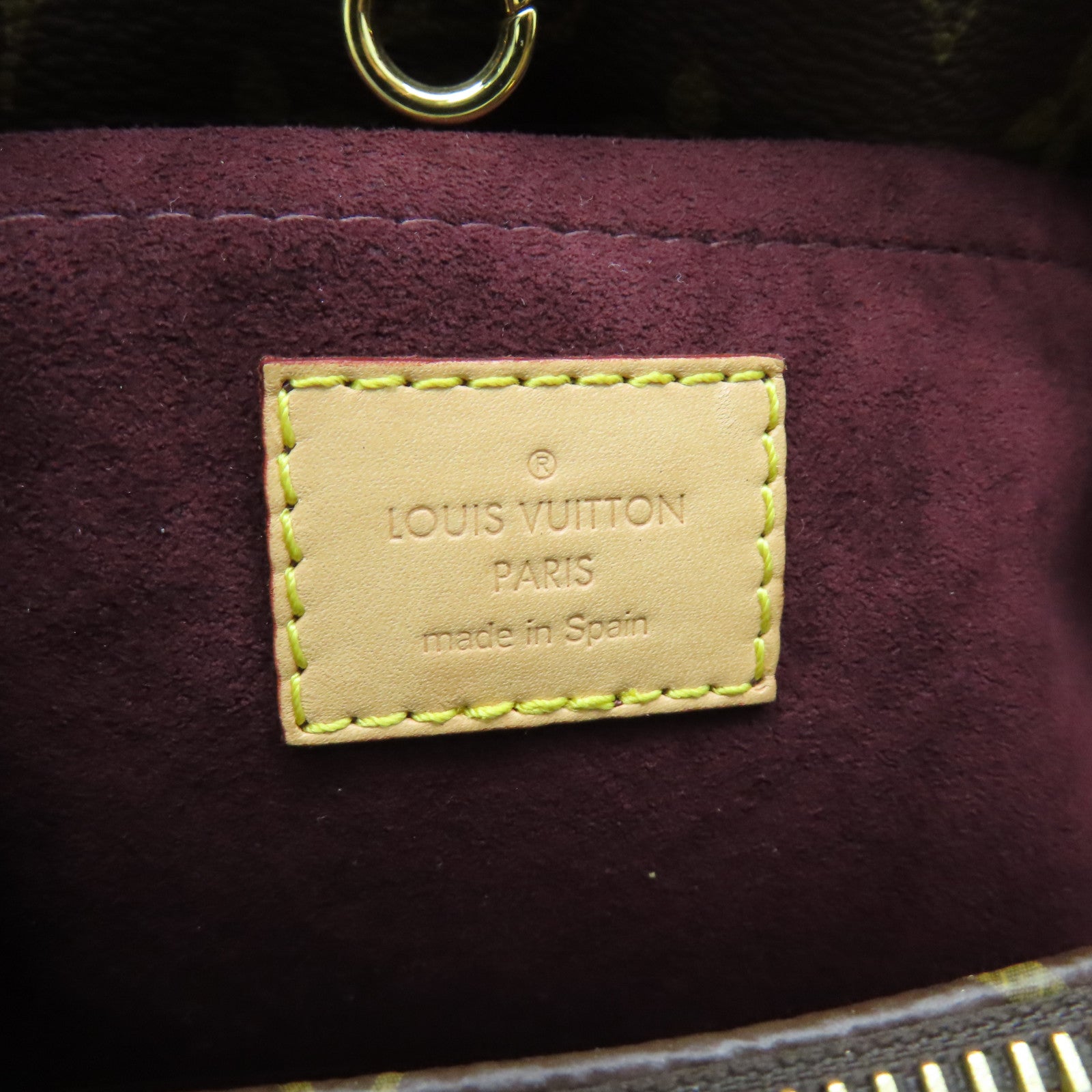 LOUIS VUITTON Monogram Montaigne MM gold buckle handle shoulder bag brown