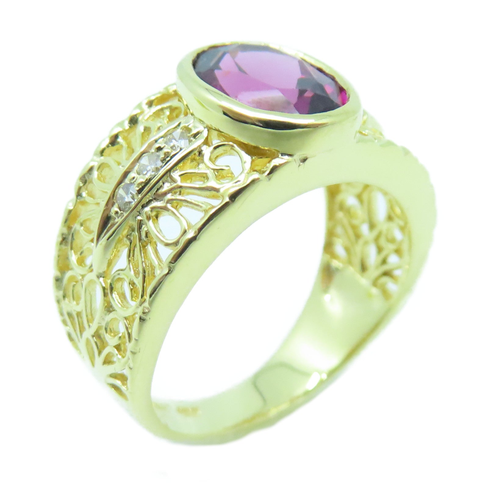 JEWELRY 18K Gold Color Stone 5.4g Ring US#5.5