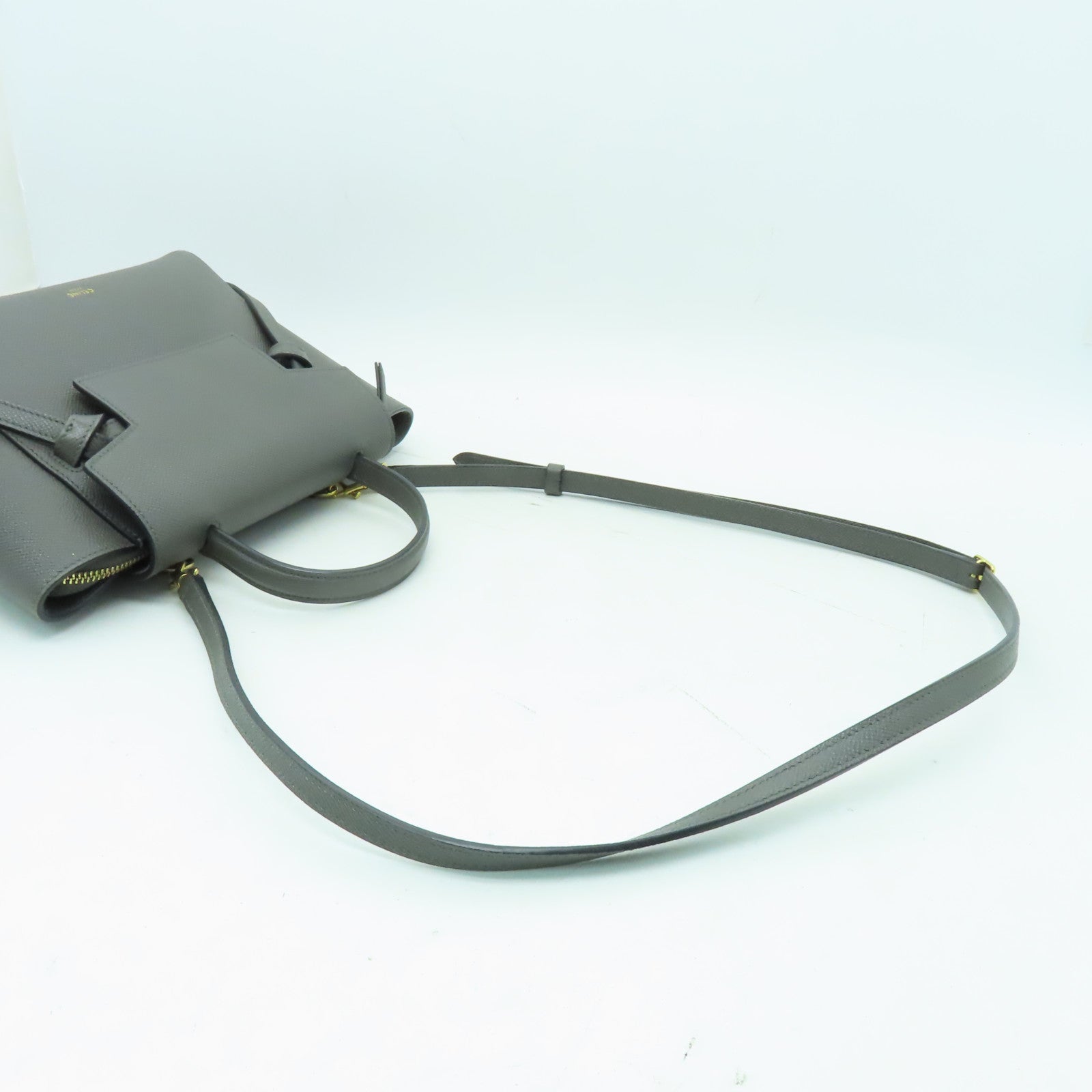 CELINE 牛皮皮革Pico Belt Bag金扣手挽肩背兩用袋灰色