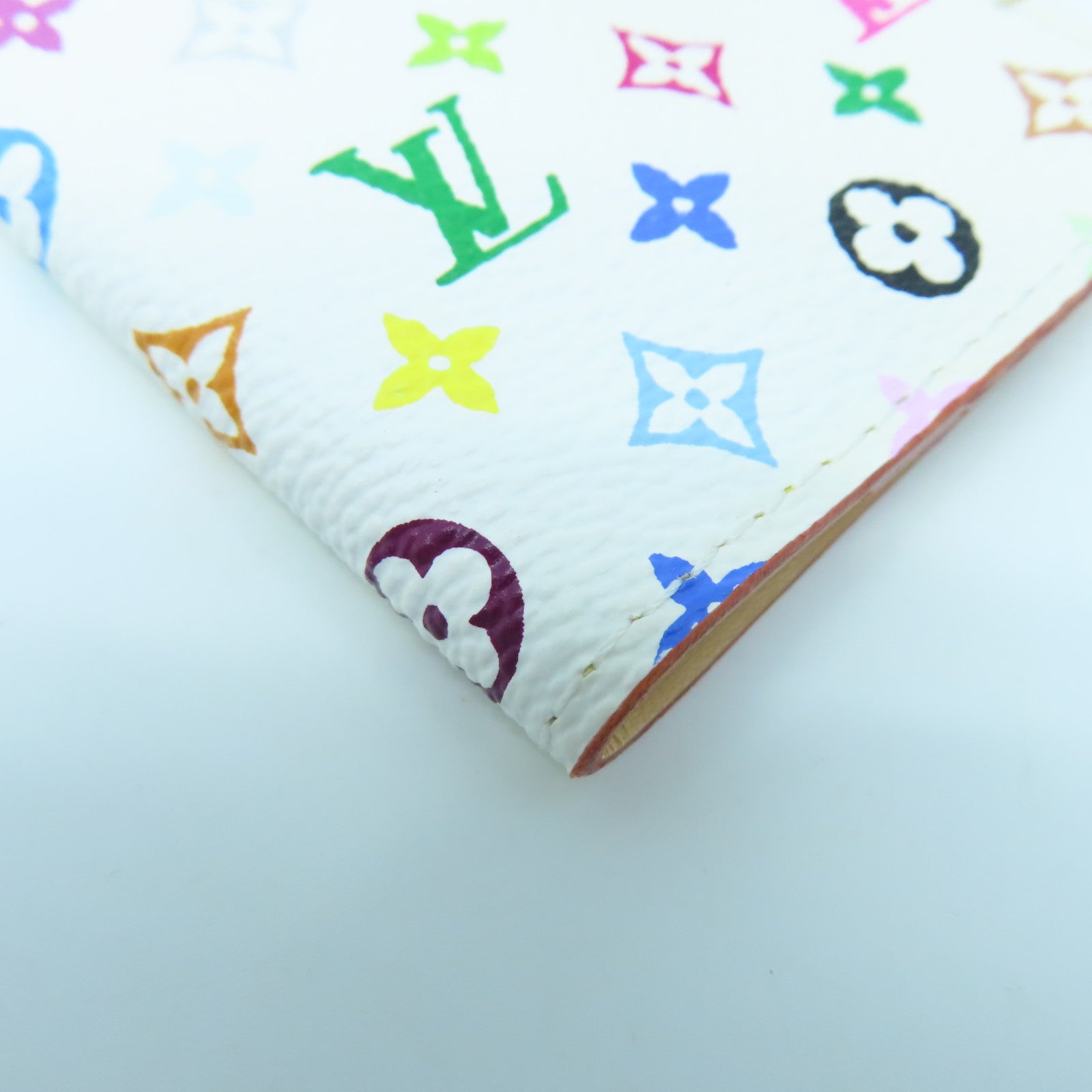 LOUIS VUITTON Monogram Multicolore Card Case Gold Buckle Card Case White