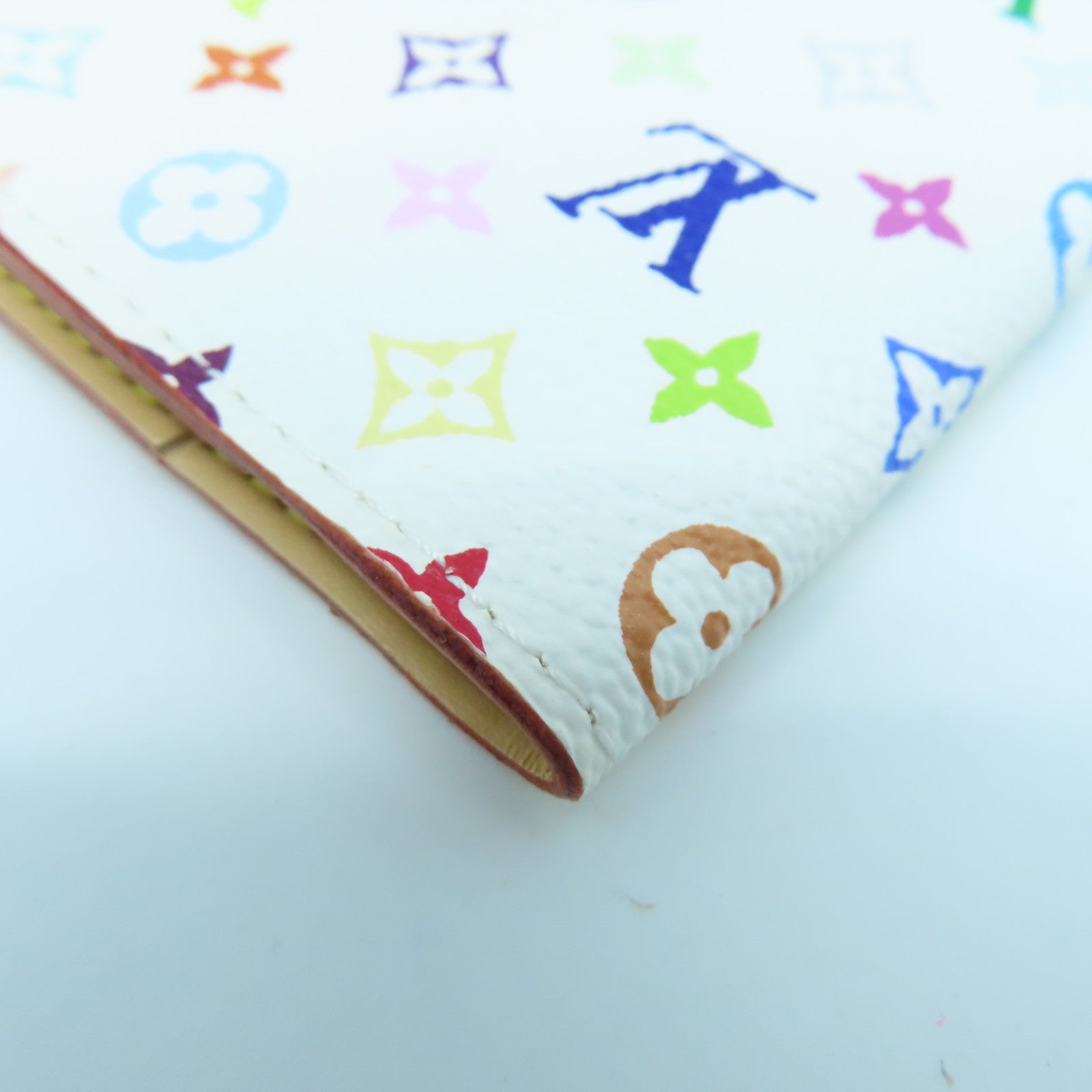 LOUIS VUITTON Monogram Multicolore Card Case Gold Buckle Card Case White