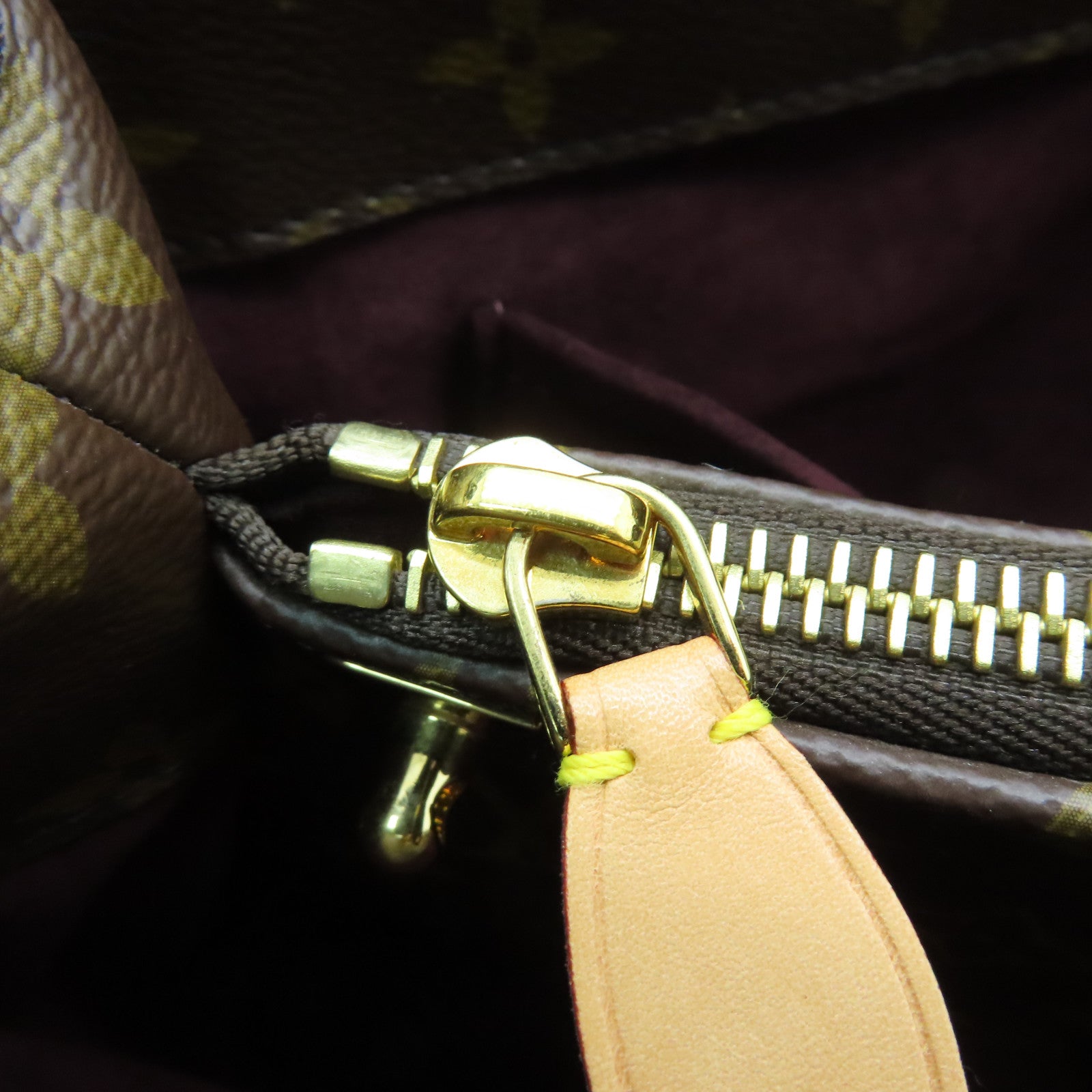 LOUIS VUITTON Monogram Montaigne MM gold buckle handle shoulder bag brown