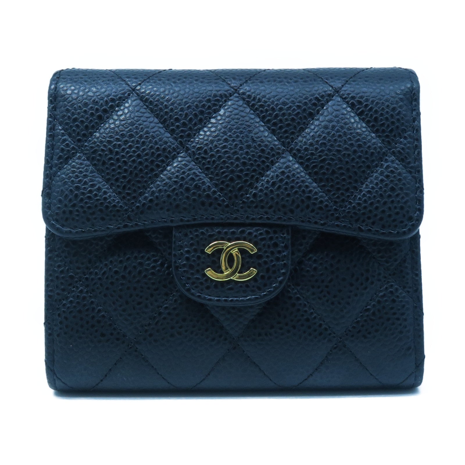 CHANEL 菱格牛皮皮革Wallet钱包黑色