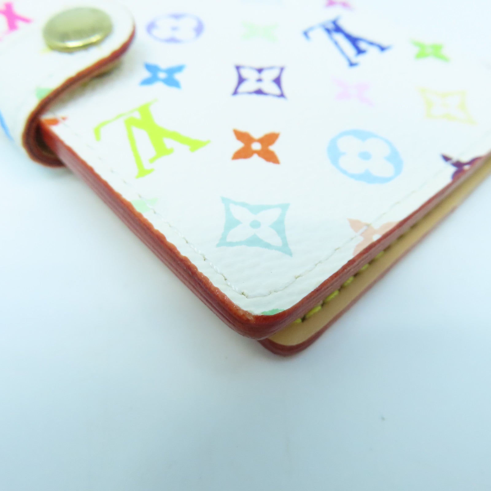 LOUIS VUITTON Monogram Multicolore Card Case Gold Buckle Card Case White