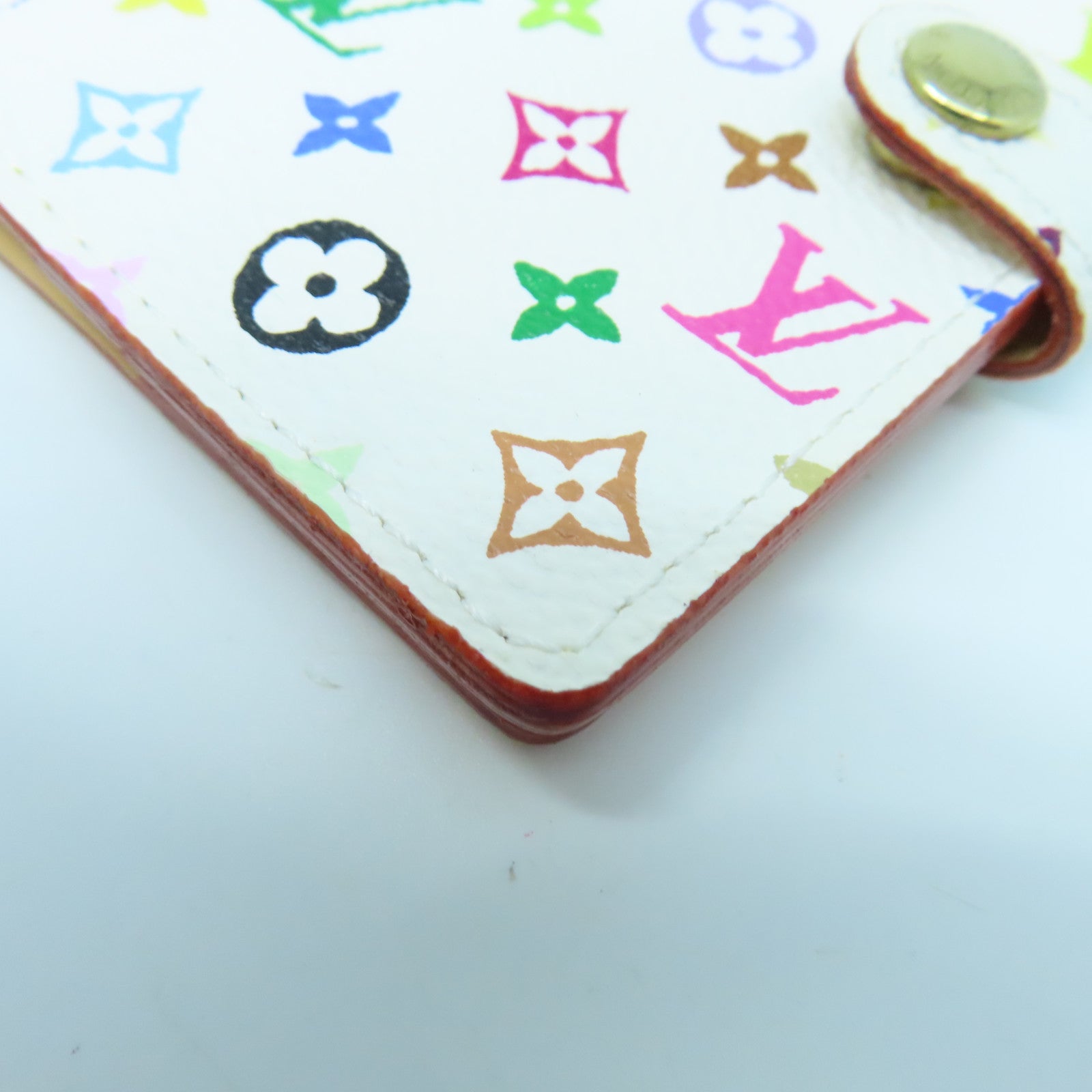 LOUIS VUITTON Monogram Multicolore Card Case Gold Buckle Card Case White