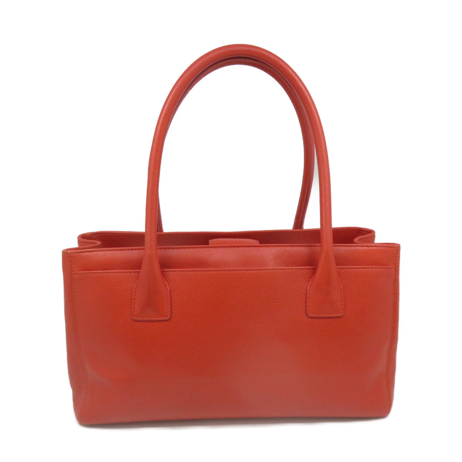 CHANEL [sharp discount] cowhide leather Shoulder Bag silver buckle shoulder bag orange red