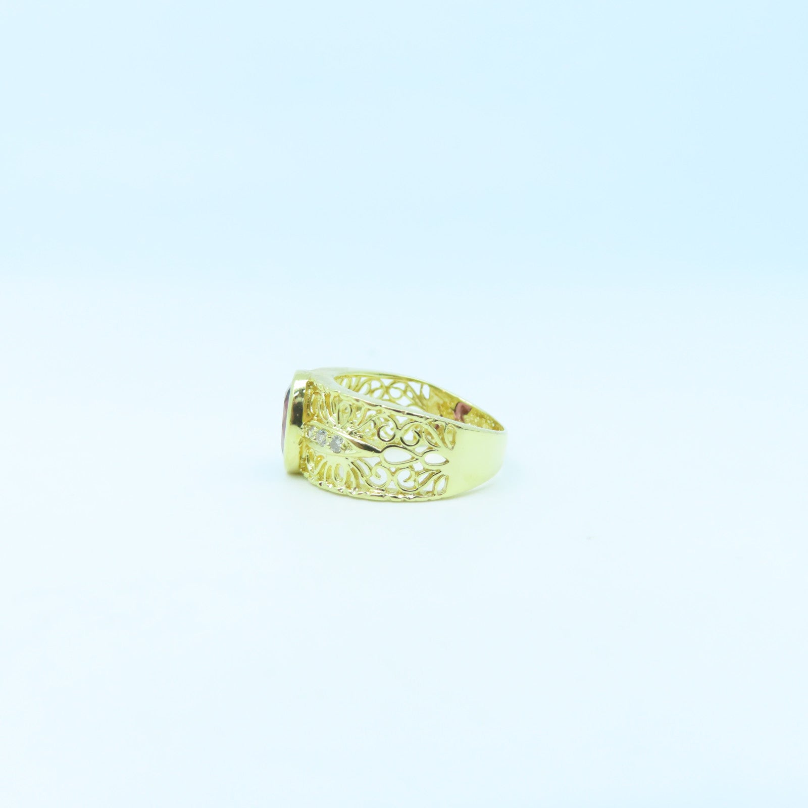 JEWELRY 18K Gold Color Stone 5.4g Ring US#5.5