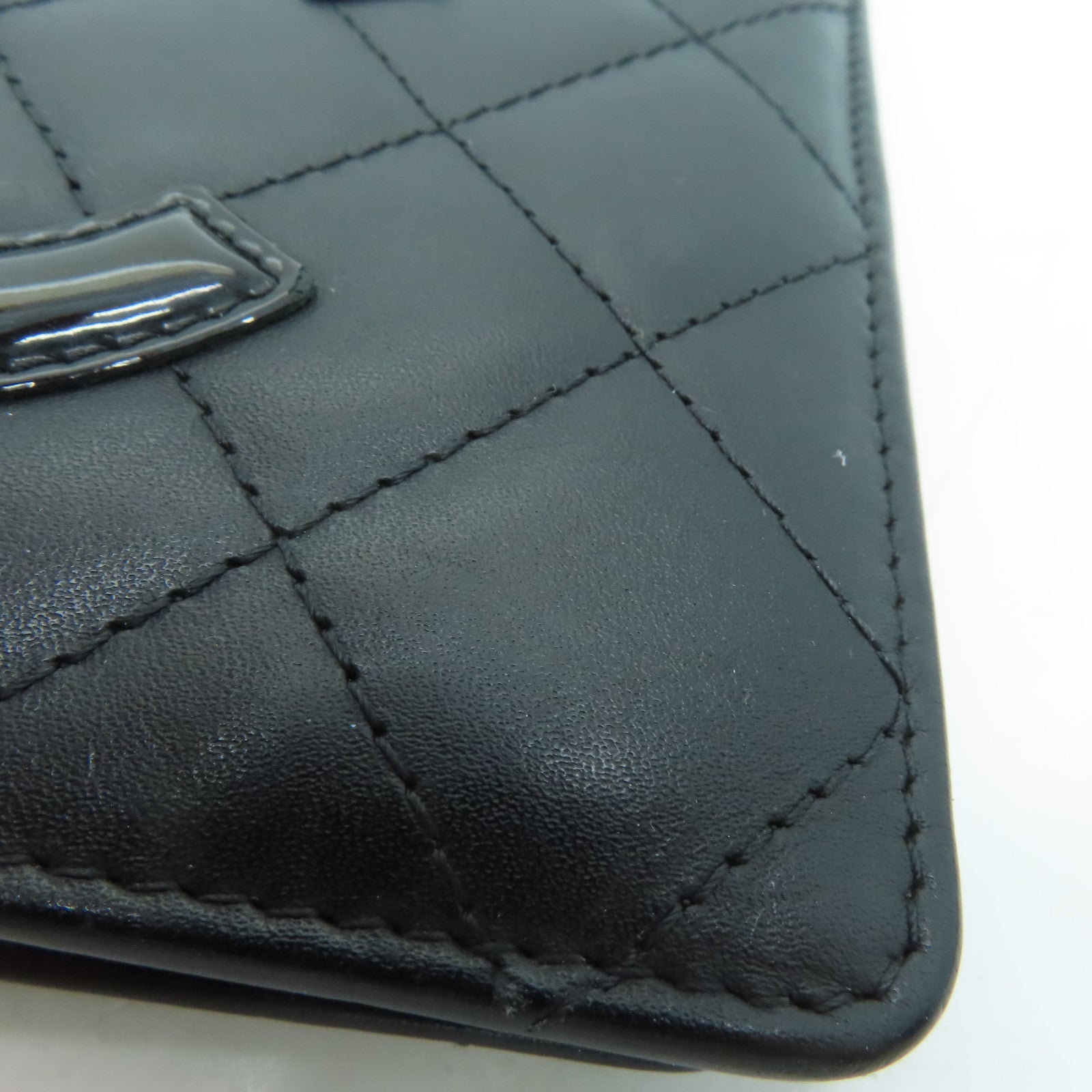 CHANEL [Sharp Discount] Diamond Leather Cambon Line Long Wallet Black/Pink