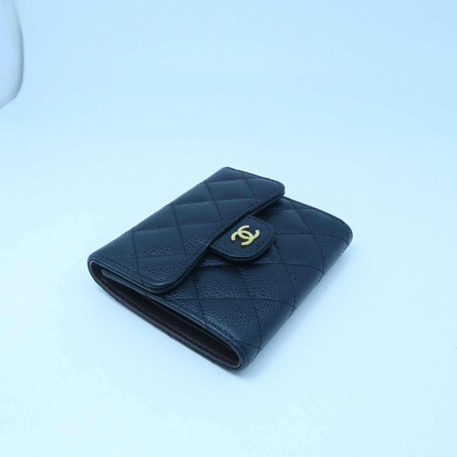 CHANEL 菱格牛皮皮革Wallet钱包黑色
