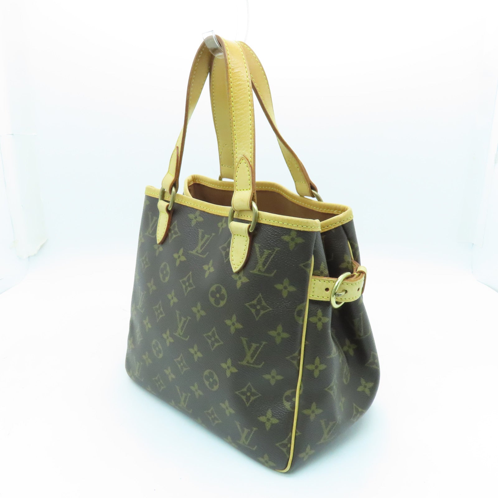 LOUIS VUITTON Monogram Batignolles Gold Buckle Handle Bag Brown