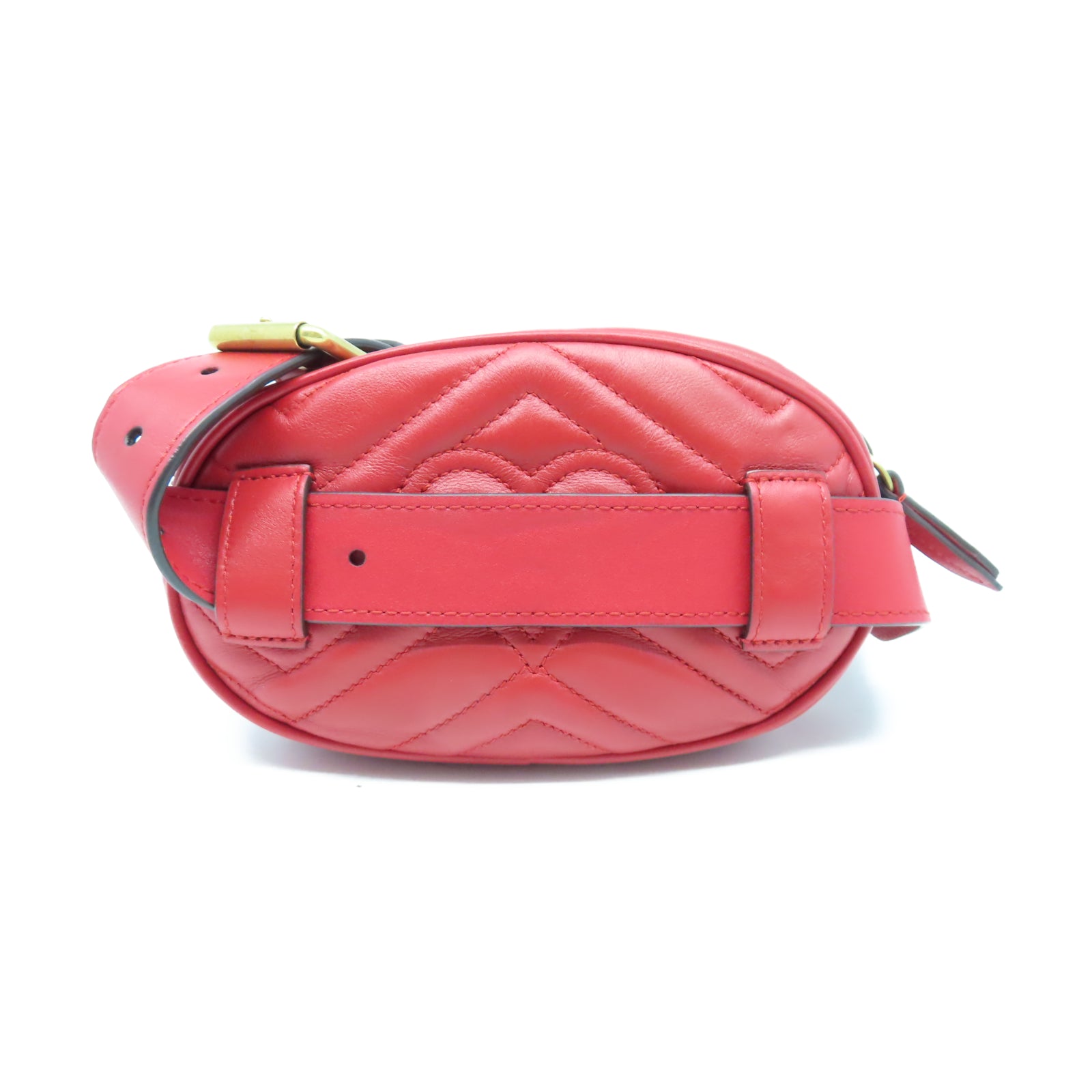 GUCCI 【激減優惠】斜紋牛皮皮革GG Marmont Waist Bag金扣腰包紅色