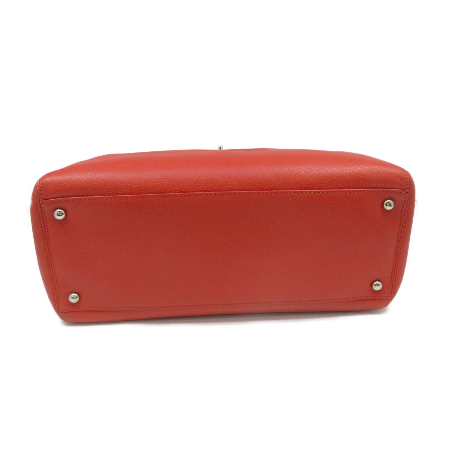 CHANEL [sharp discount] cowhide leather Shoulder Bag silver buckle shoulder bag orange red