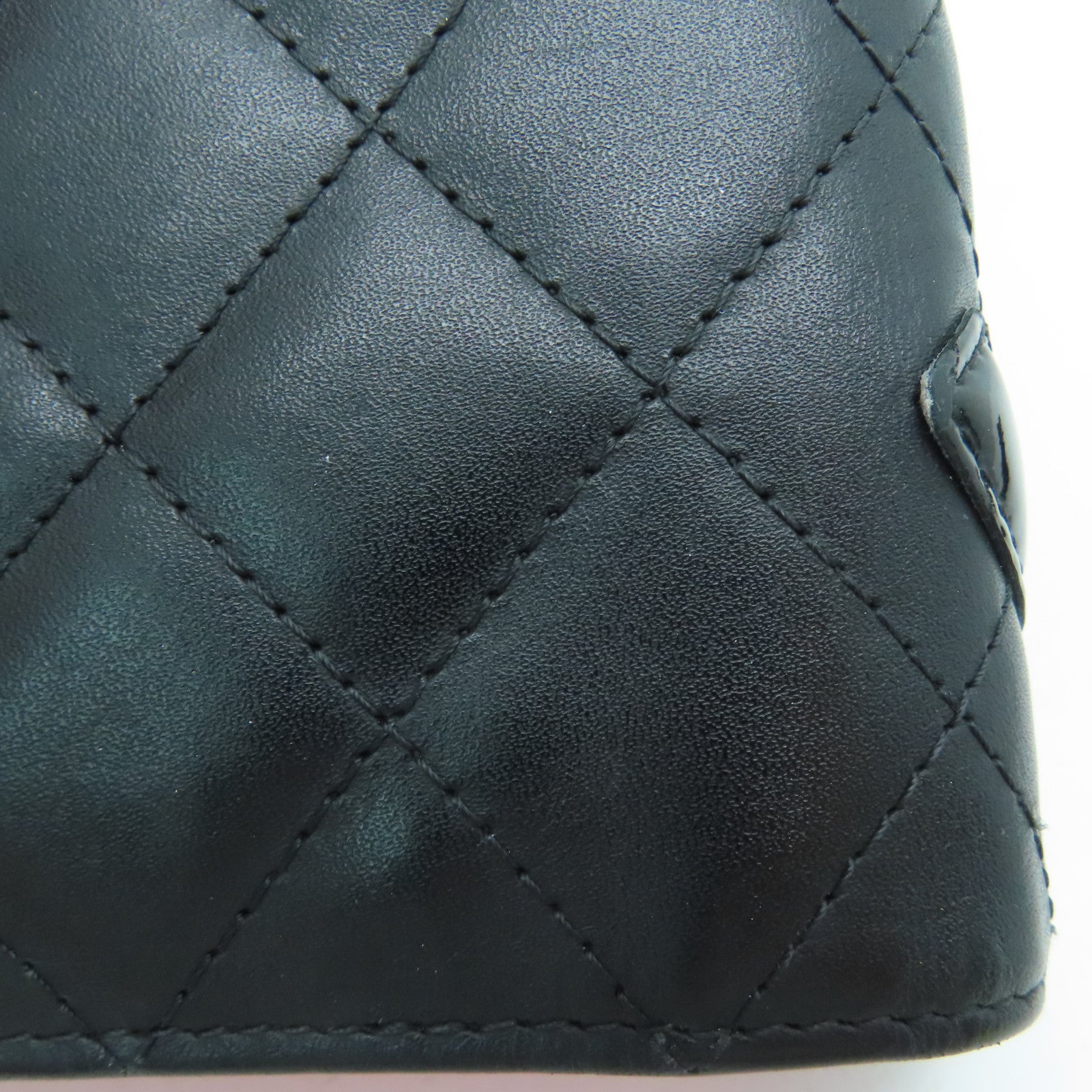 CHANEL [Sharp Discount] Diamond Leather Cambon Line Long Wallet Black/Pink