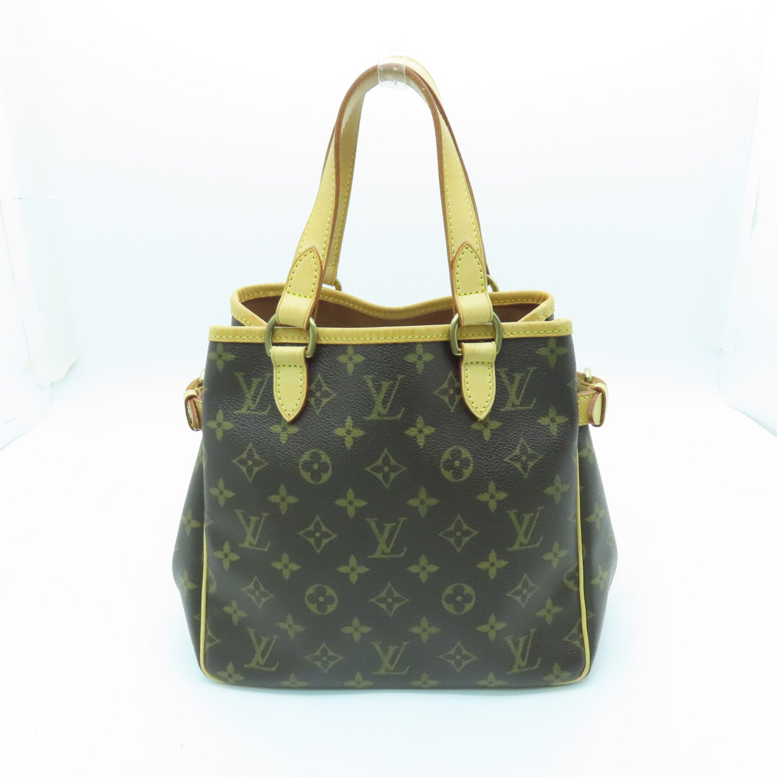 LOUIS VUITTON Monogram Batignolles Gold Buckle Handle Bag Brown
