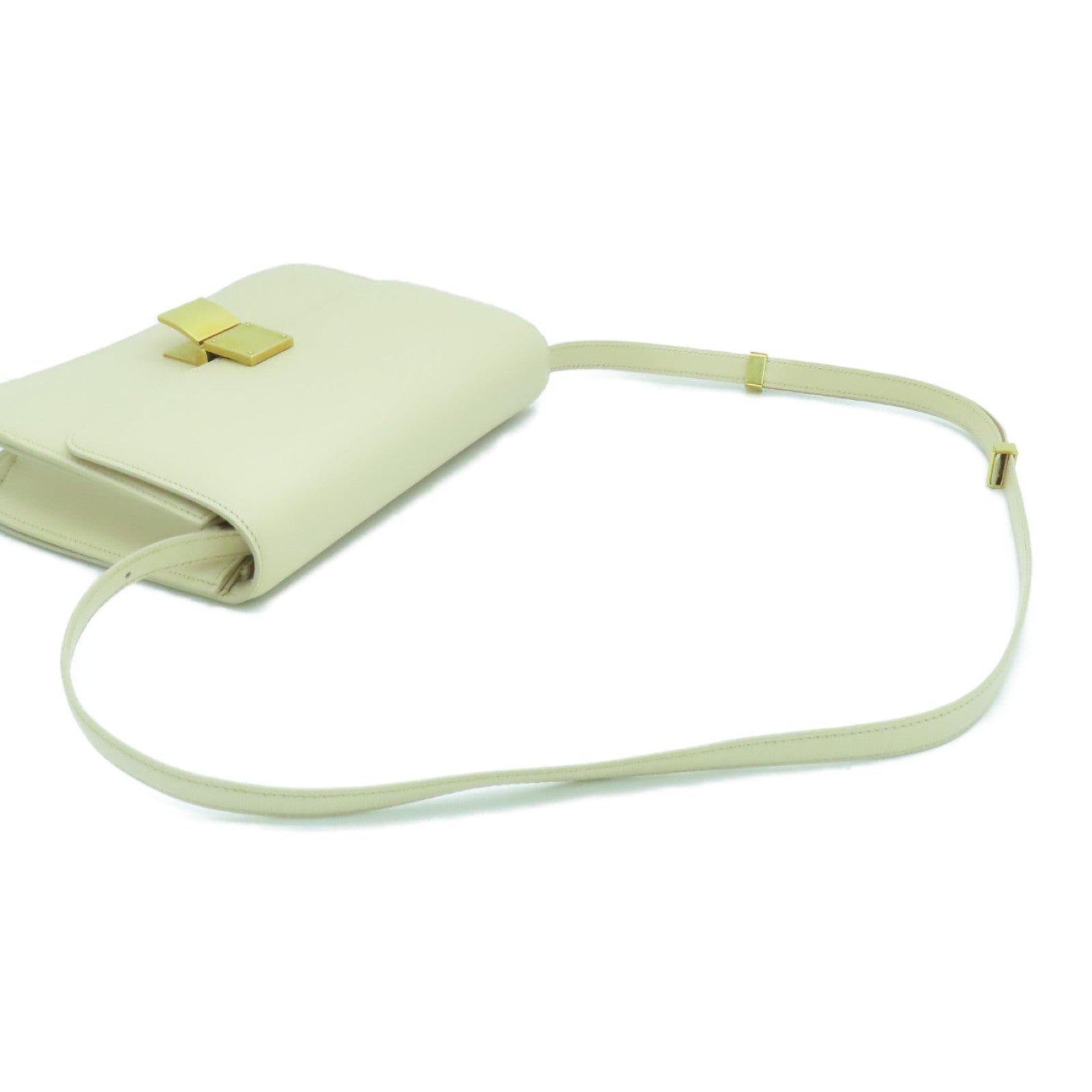 CELINE 牛皮皮革Classic Bag金扣肩背袋米色