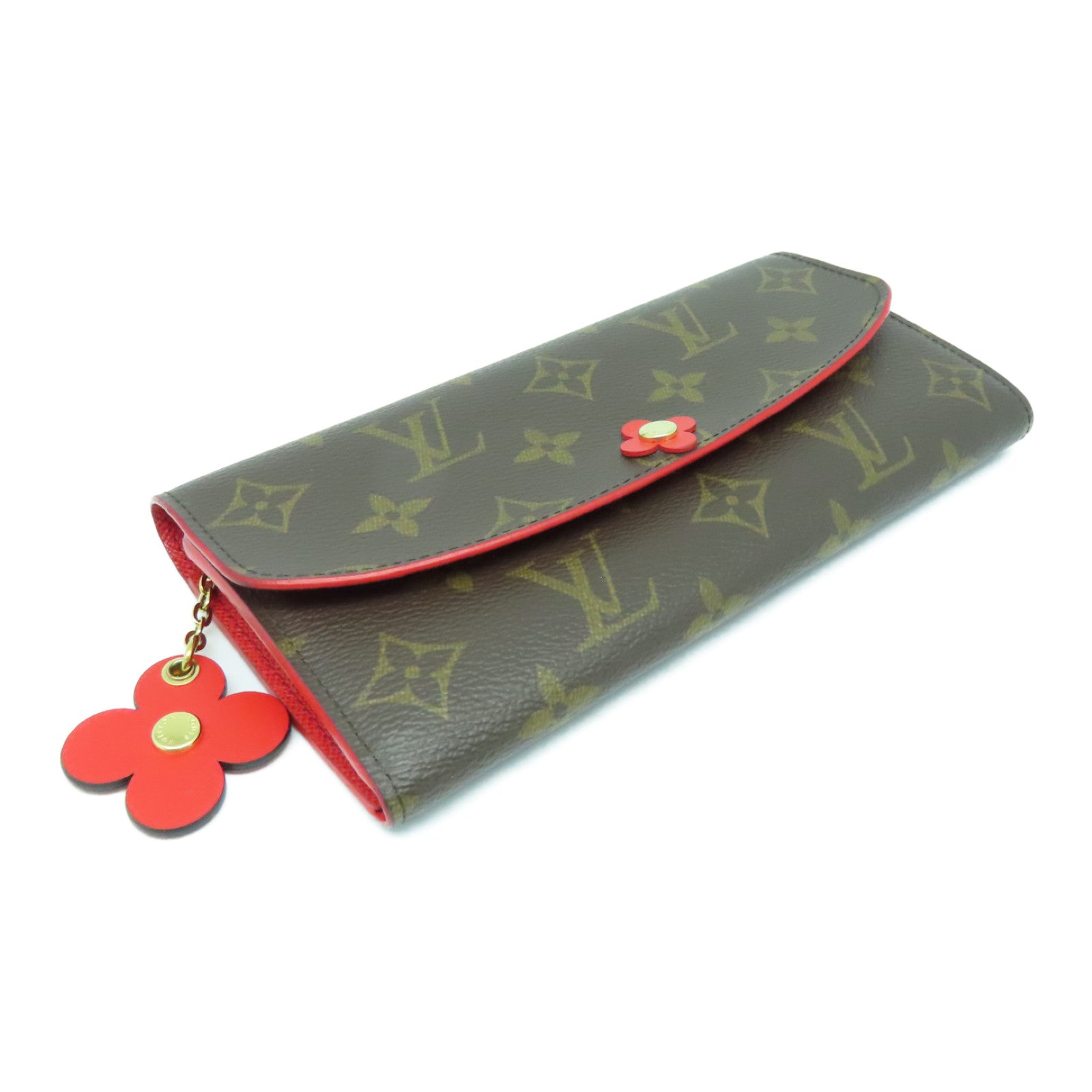LOUIS VUITTON Monogaram Portefeuille Emilie金扣長錢包啡色/紅色
