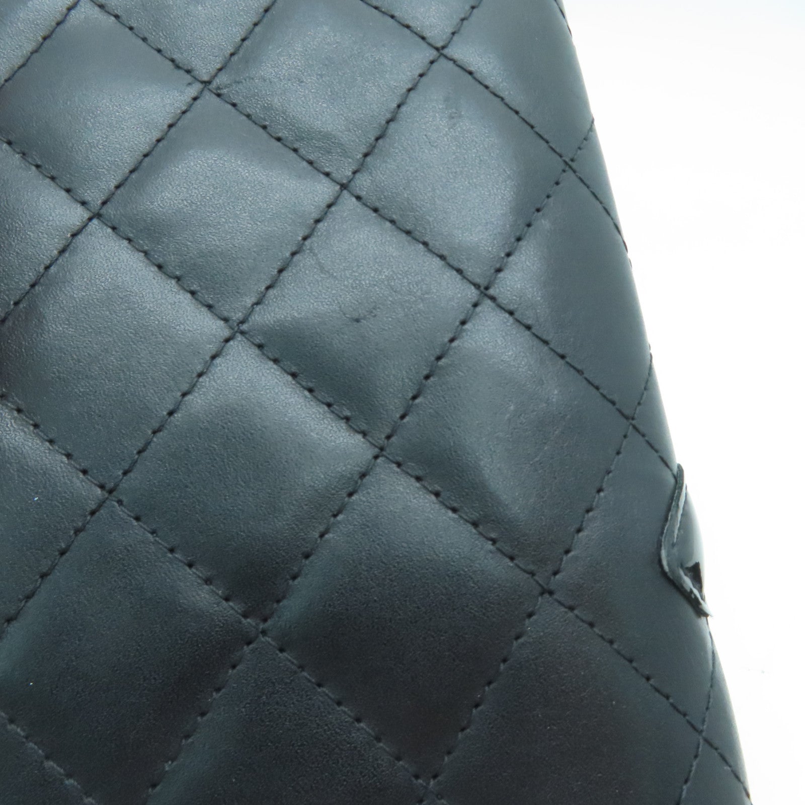 CHANEL [Sharp Discount] Diamond Leather Cambon Line Long Wallet Black/Pink