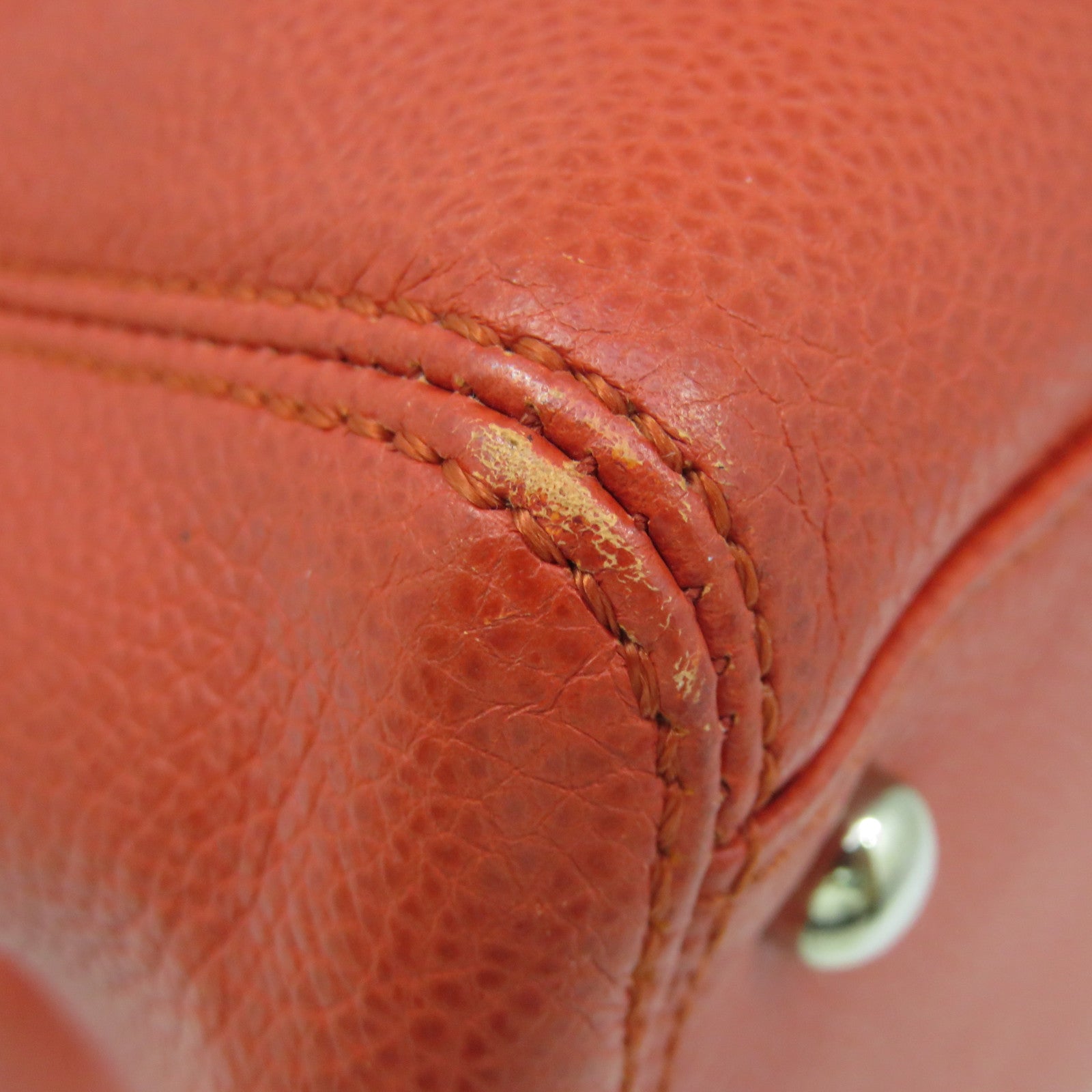 CHANEL [sharp discount] cowhide leather Shoulder Bag silver buckle shoulder bag orange red