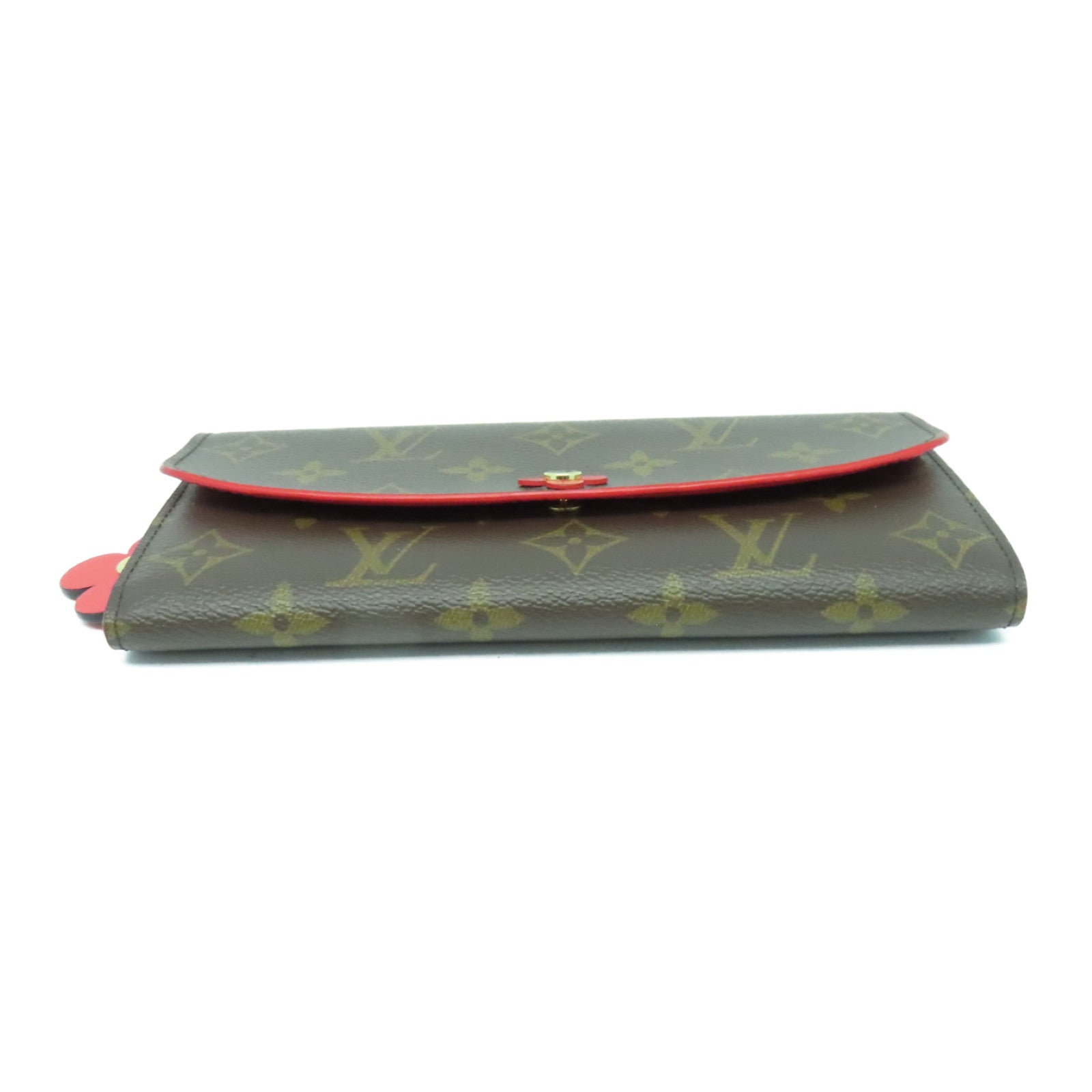 LOUIS VUITTON Monogaram Portefeuille Emilie金扣長錢包啡色/紅色