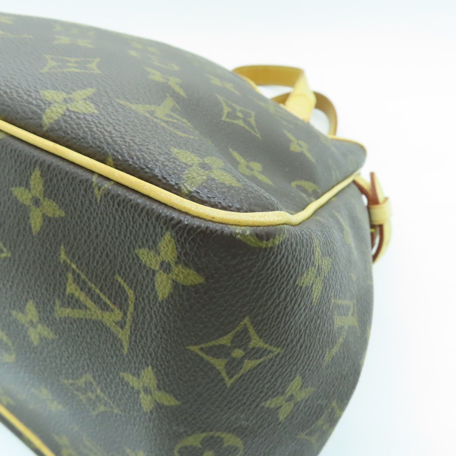 LOUIS VUITTON Monogram Batignolles Gold Buckle Handle Bag Brown