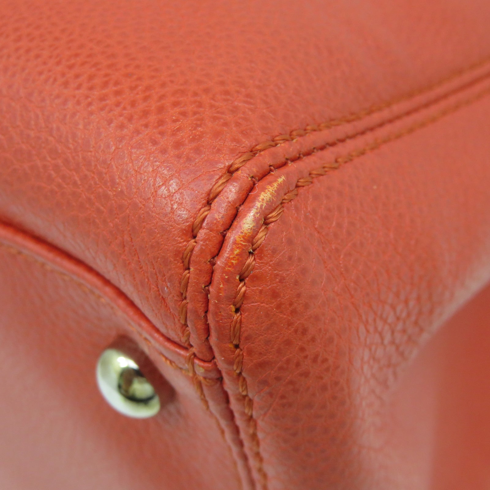 CHANEL [sharp discount] cowhide leather Shoulder Bag silver buckle shoulder bag orange red