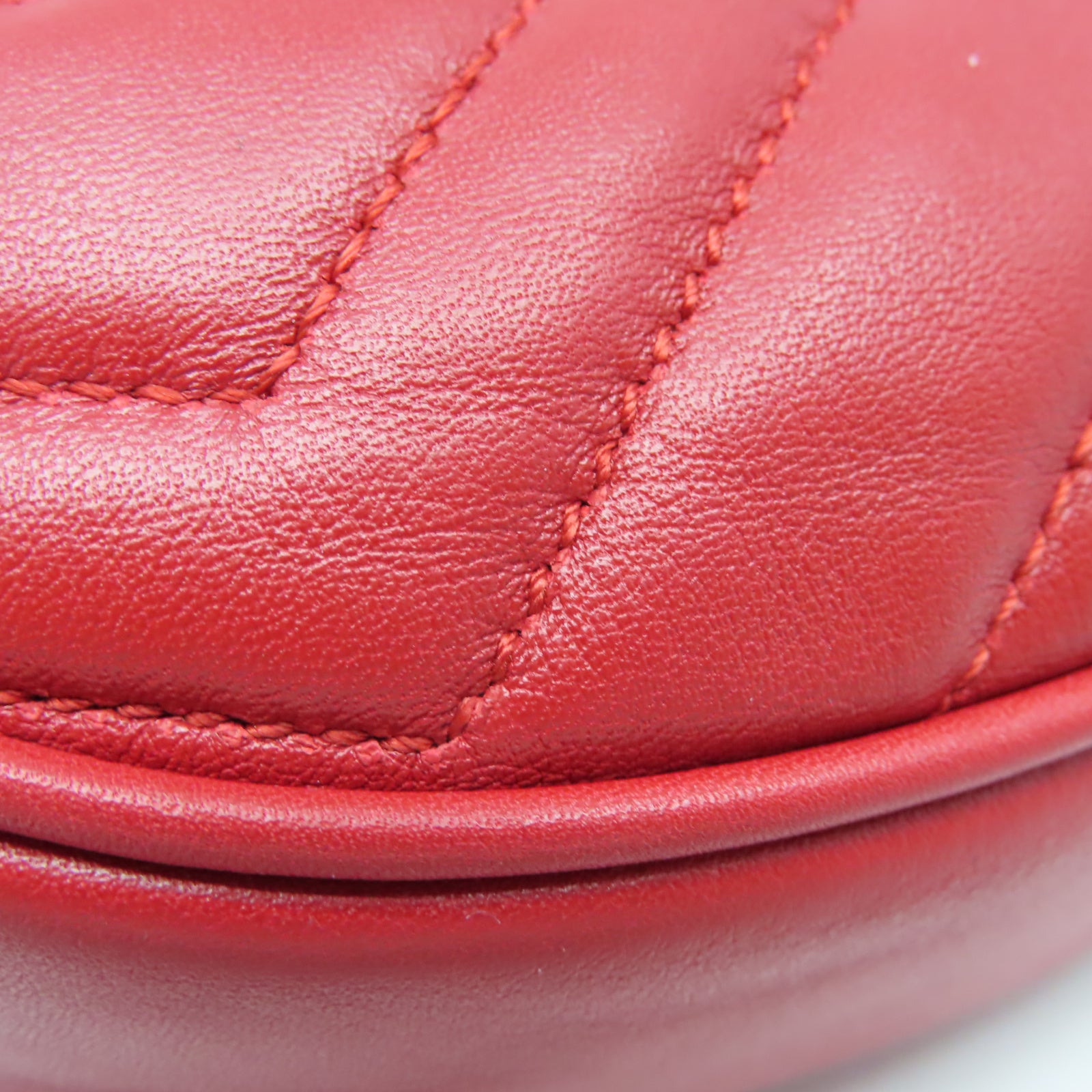 GUCCI 【激減優惠】斜紋牛皮皮革GG Marmont Waist Bag金扣腰包紅色