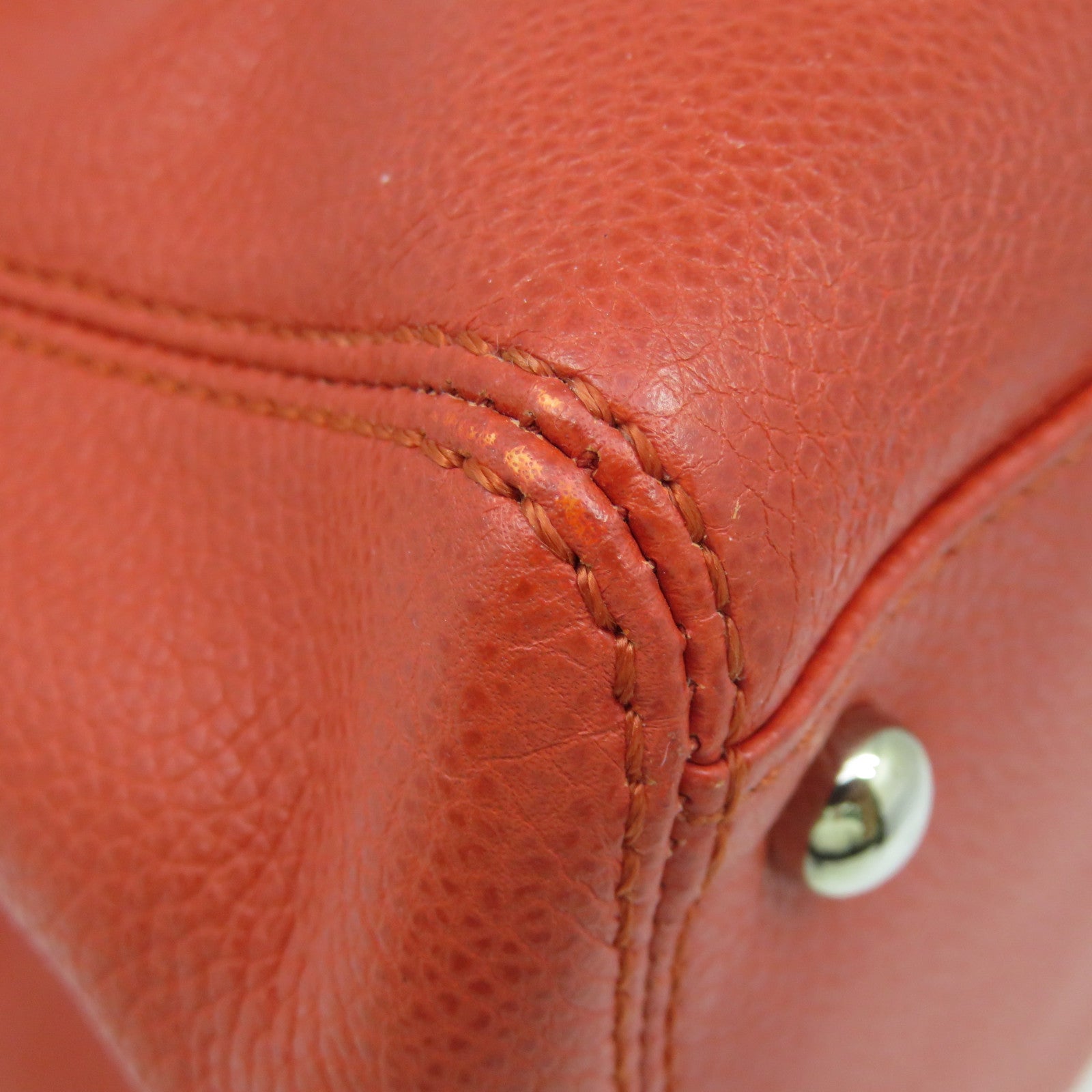 CHANEL [sharp discount] cowhide leather Shoulder Bag silver buckle shoulder bag orange red