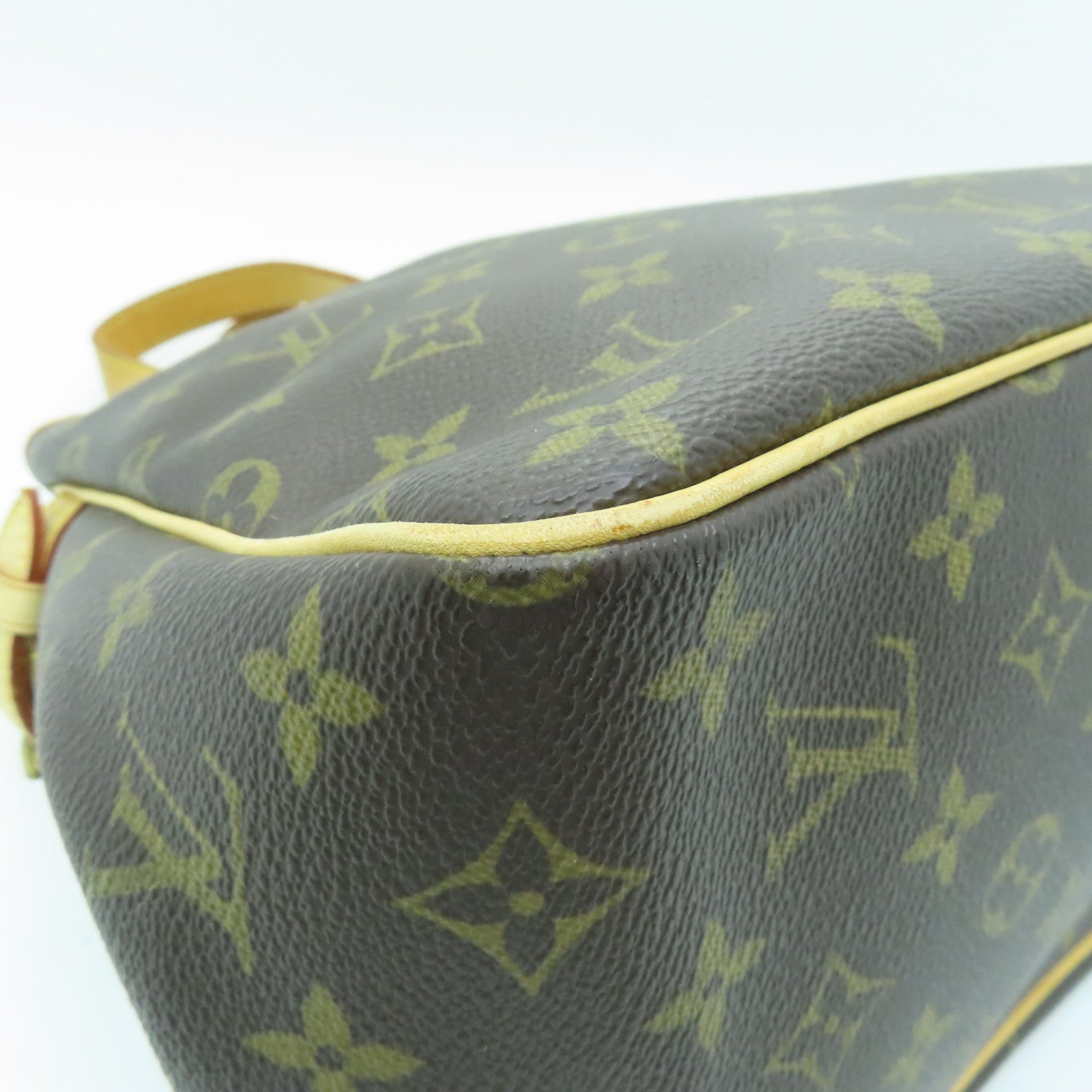 LOUIS VUITTON Monogram Batignolles Gold Buckle Handle Bag Brown