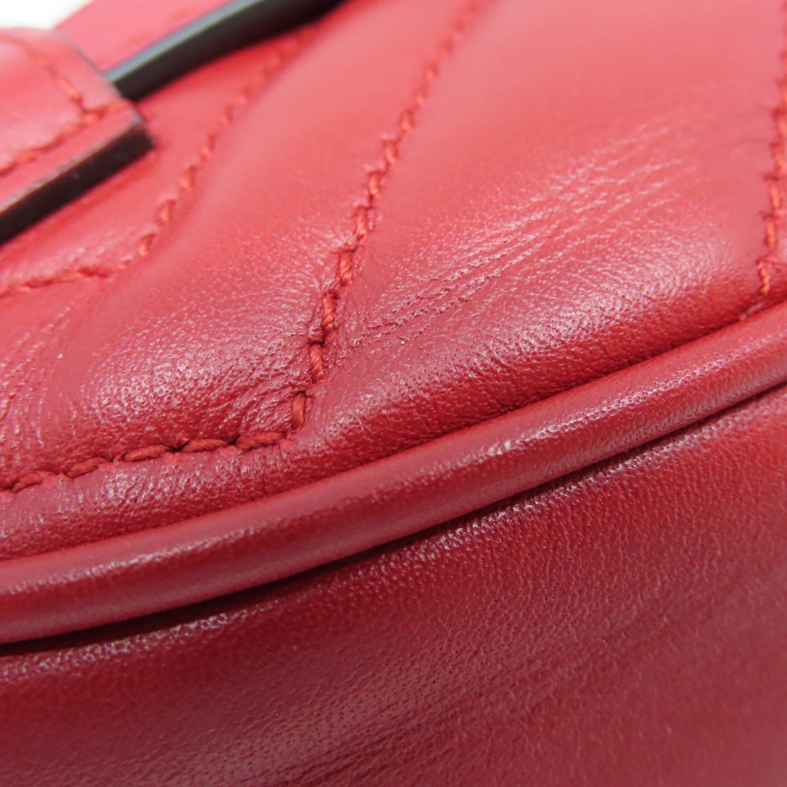 GUCCI 【激減優惠】斜紋牛皮皮革GG Marmont Waist Bag金扣腰包紅色