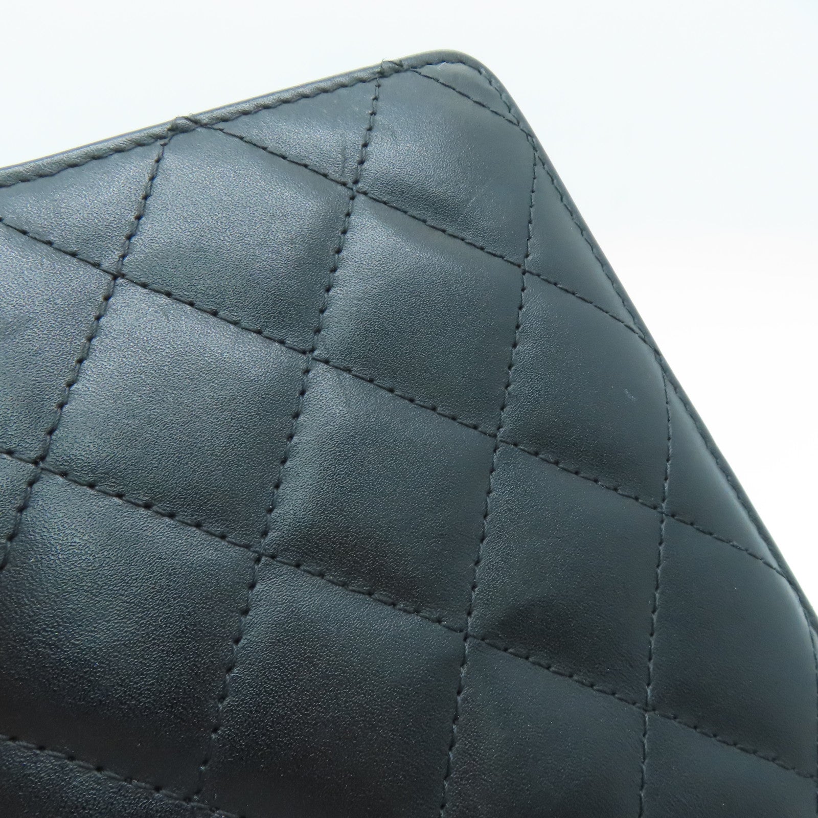 CHANEL [Sharp Discount] Diamond Leather Cambon Line Long Wallet Black/Pink