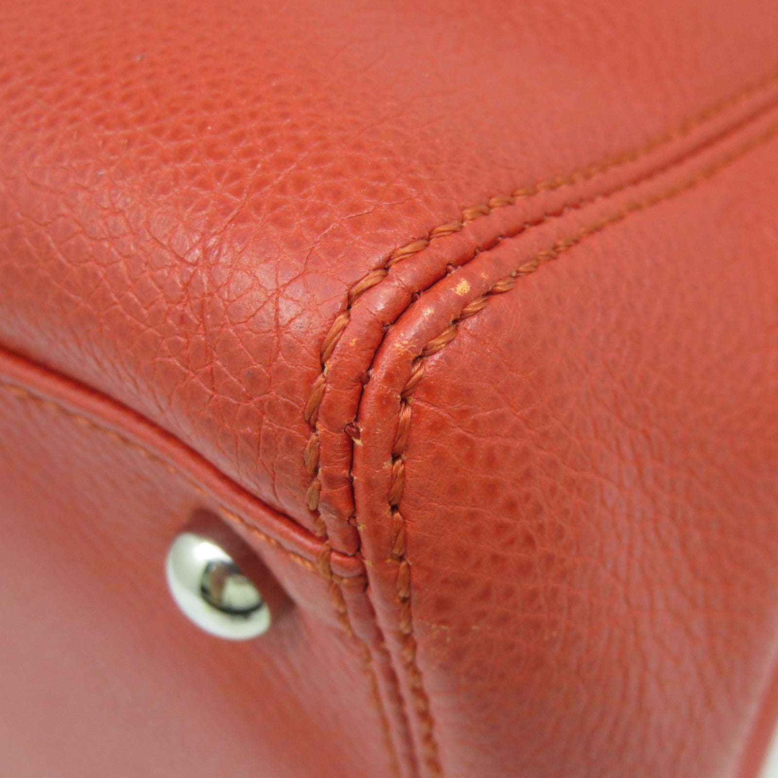 CHANEL [sharp discount] cowhide leather Shoulder Bag silver buckle shoulder bag orange red