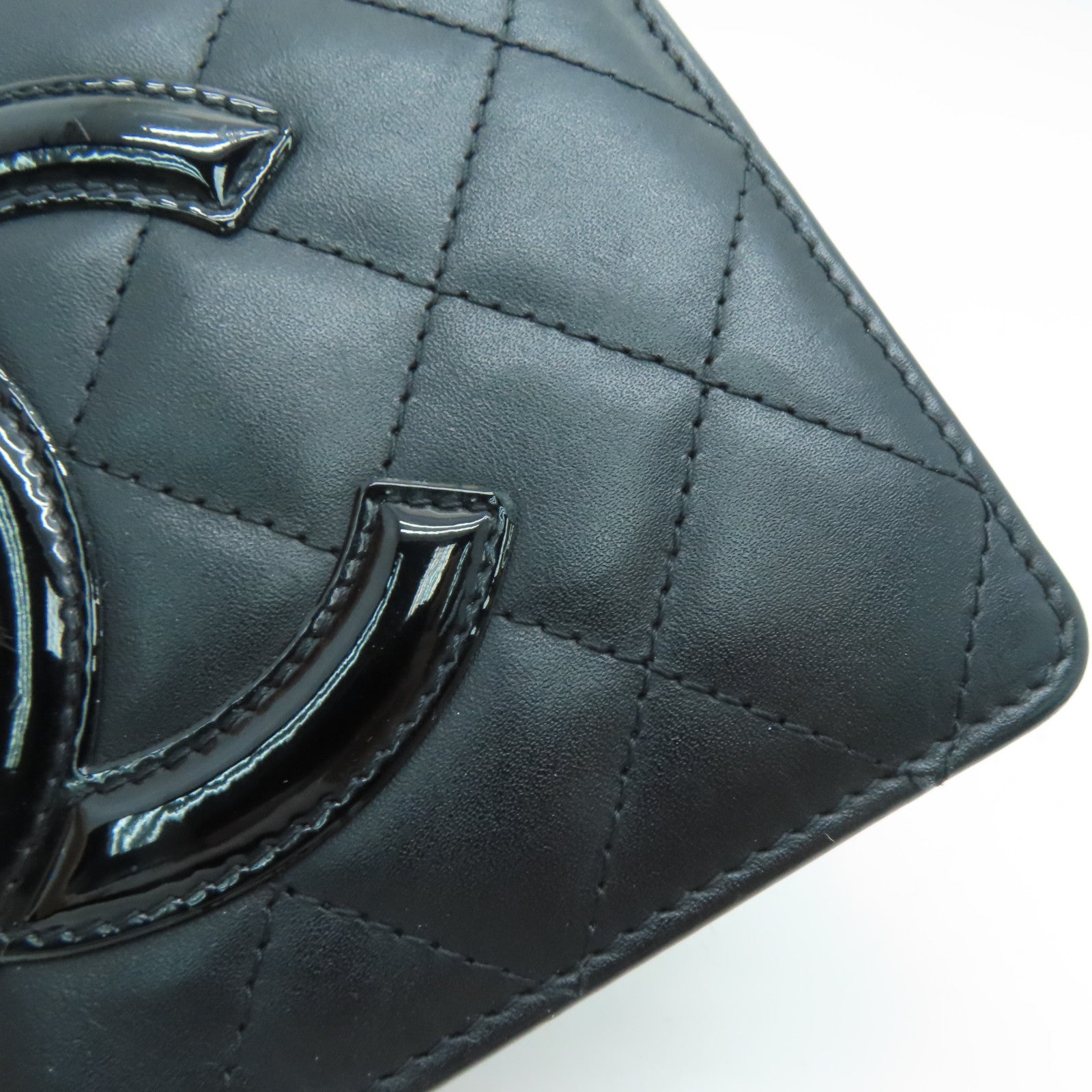 CHANEL [Sharp Discount] Diamond Leather Cambon Line Long Wallet Black/Pink
