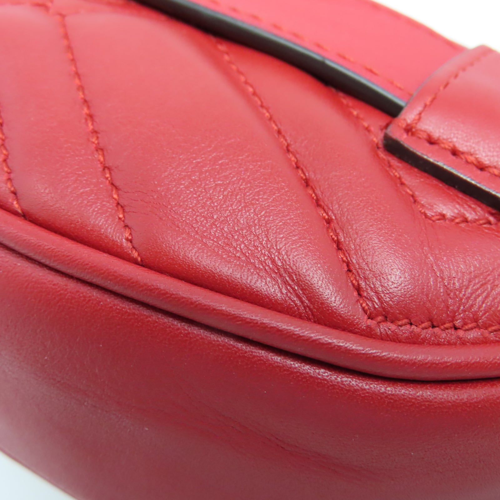 GUCCI 【激減優惠】斜紋牛皮皮革GG Marmont Waist Bag金扣腰包紅色