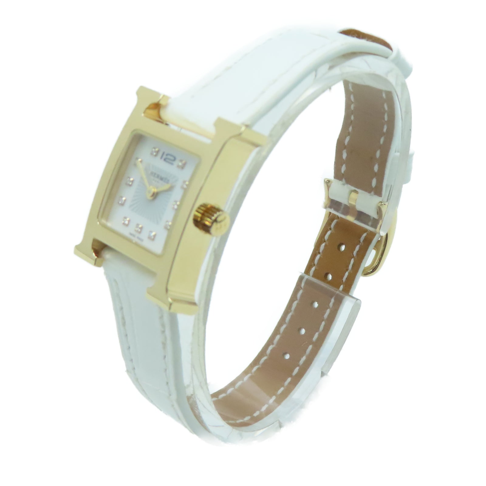 HERMES H watch不锈钢手表石英机芯白色
