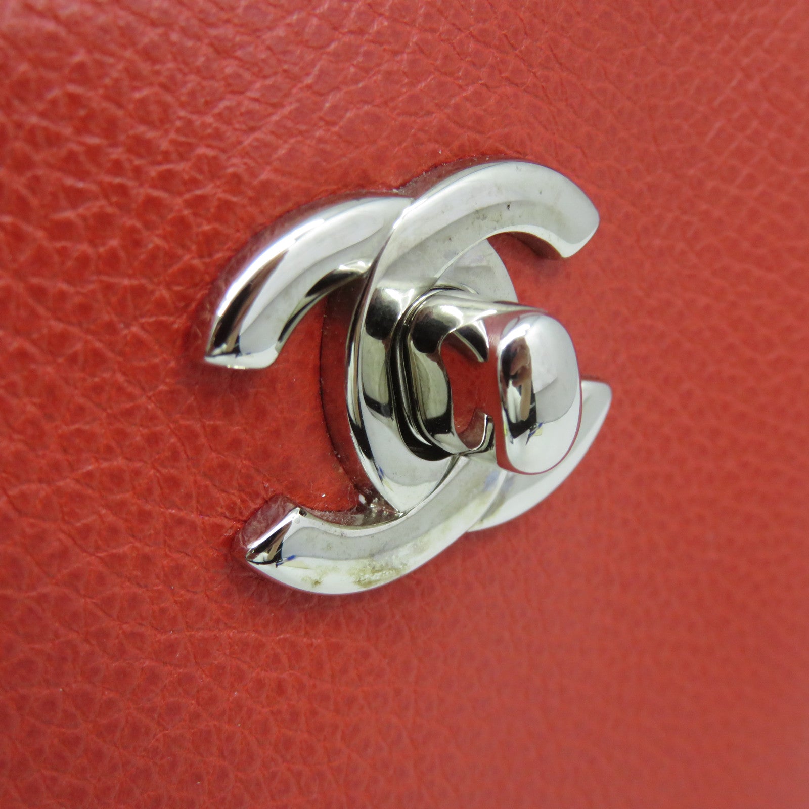 CHANEL [sharp discount] cowhide leather Shoulder Bag silver buckle shoulder bag orange red