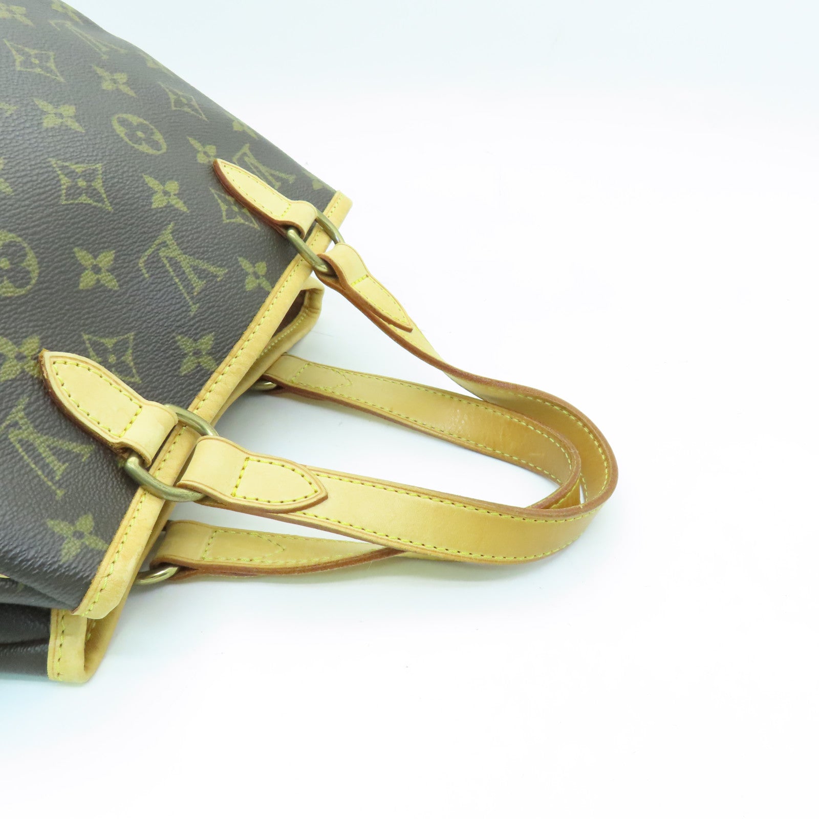 LOUIS VUITTON Monogram Batignolles Gold Buckle Handle Bag Brown