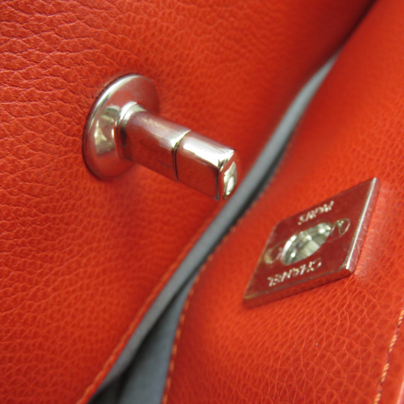 CHANEL [sharp discount] cowhide leather Shoulder Bag silver buckle shoulder bag orange red
