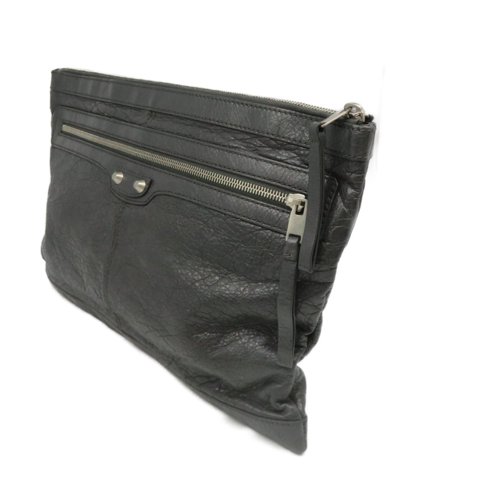 BALENCIAGA 【激減優惠】羊皮皮革Clutch Bag手拿包灰色