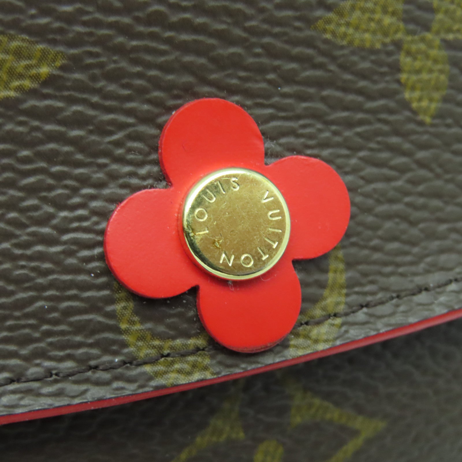 LOUIS VUITTON Monogaram Portefeuille Emilie金扣長錢包啡色/紅色