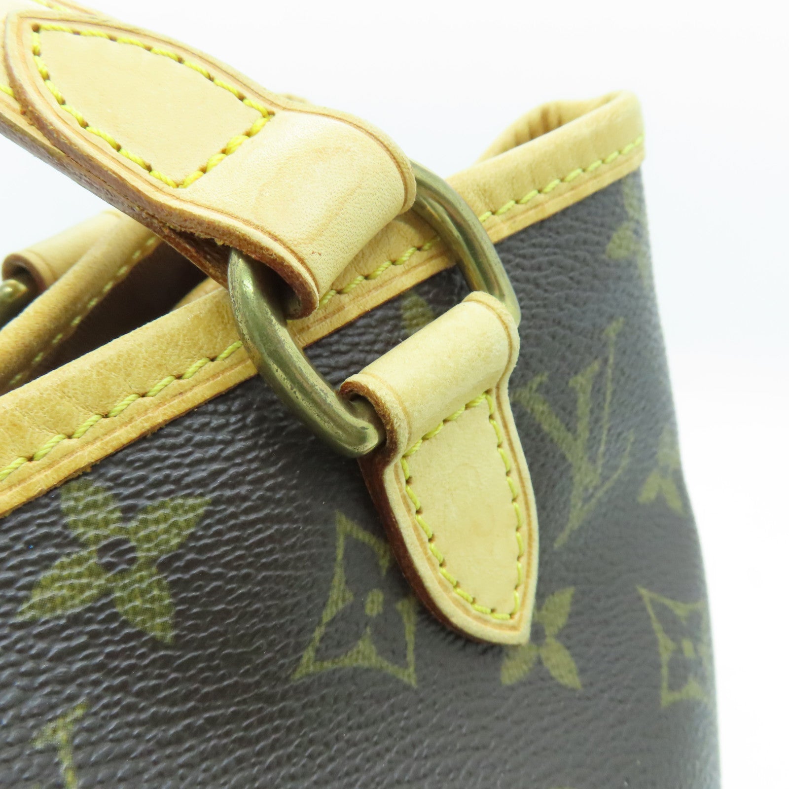 LOUIS VUITTON Monogram Batignolles Gold Buckle Handle Bag Brown