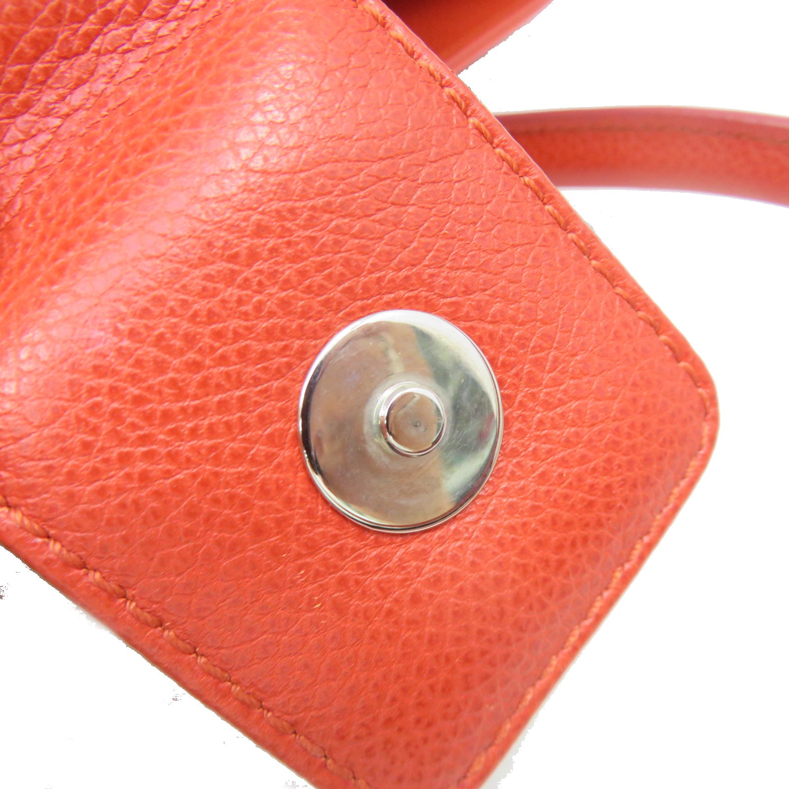 CHANEL [sharp discount] cowhide leather Shoulder Bag silver buckle shoulder bag orange red