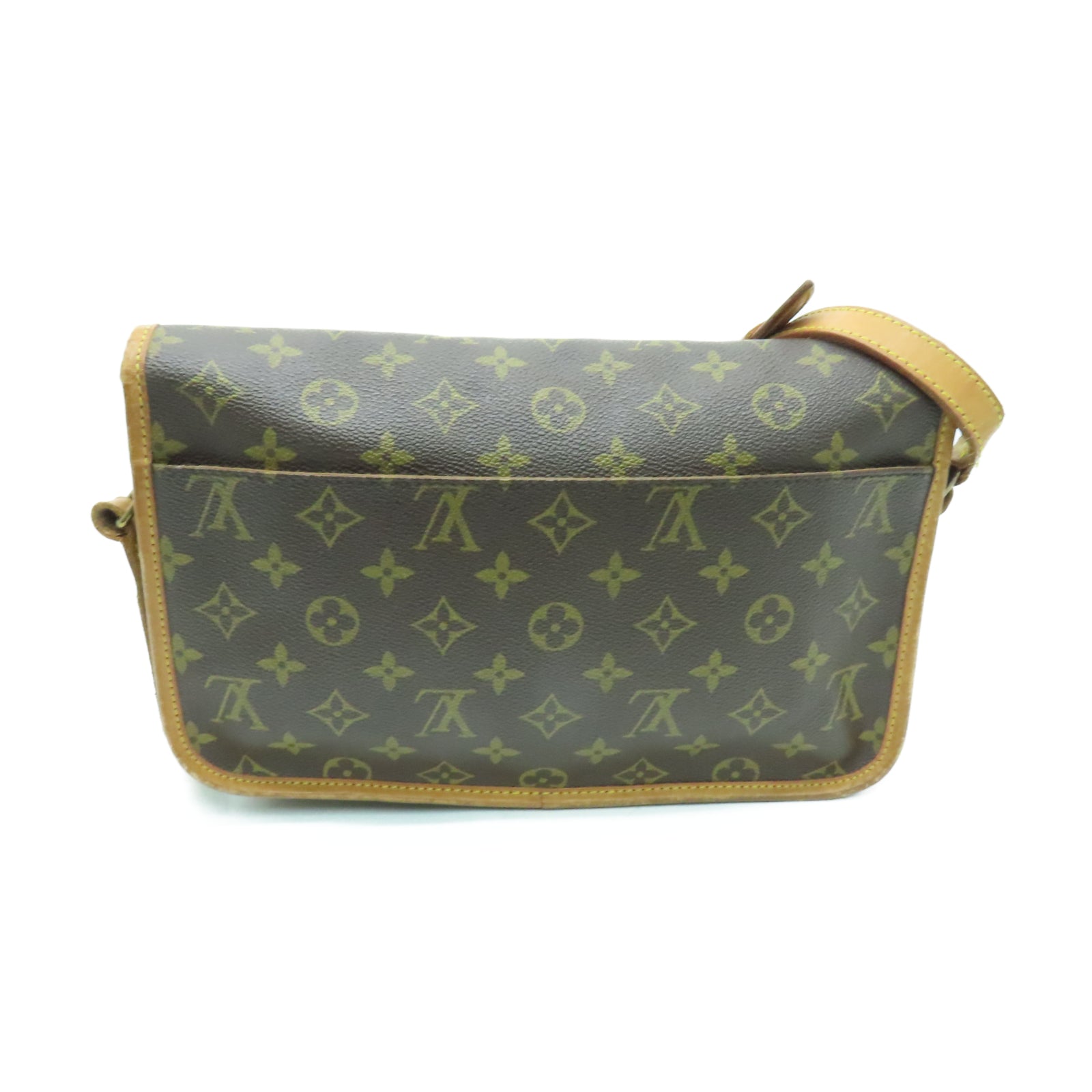 LOUIS VUITTON Monogram Gibeciere MM金扣肩背袋棕色