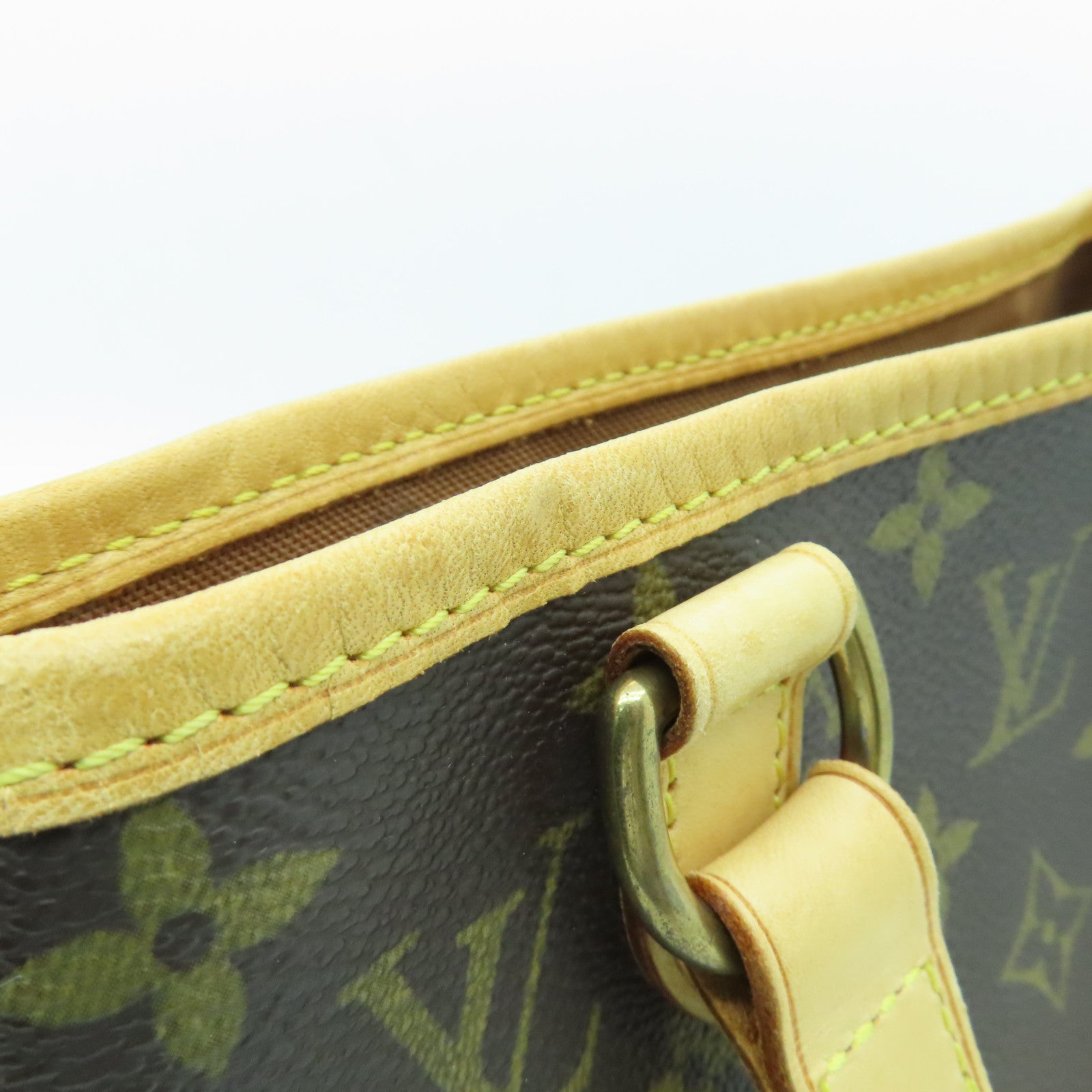 LOUIS VUITTON Monogram Batignolles Gold Buckle Handle Bag Brown