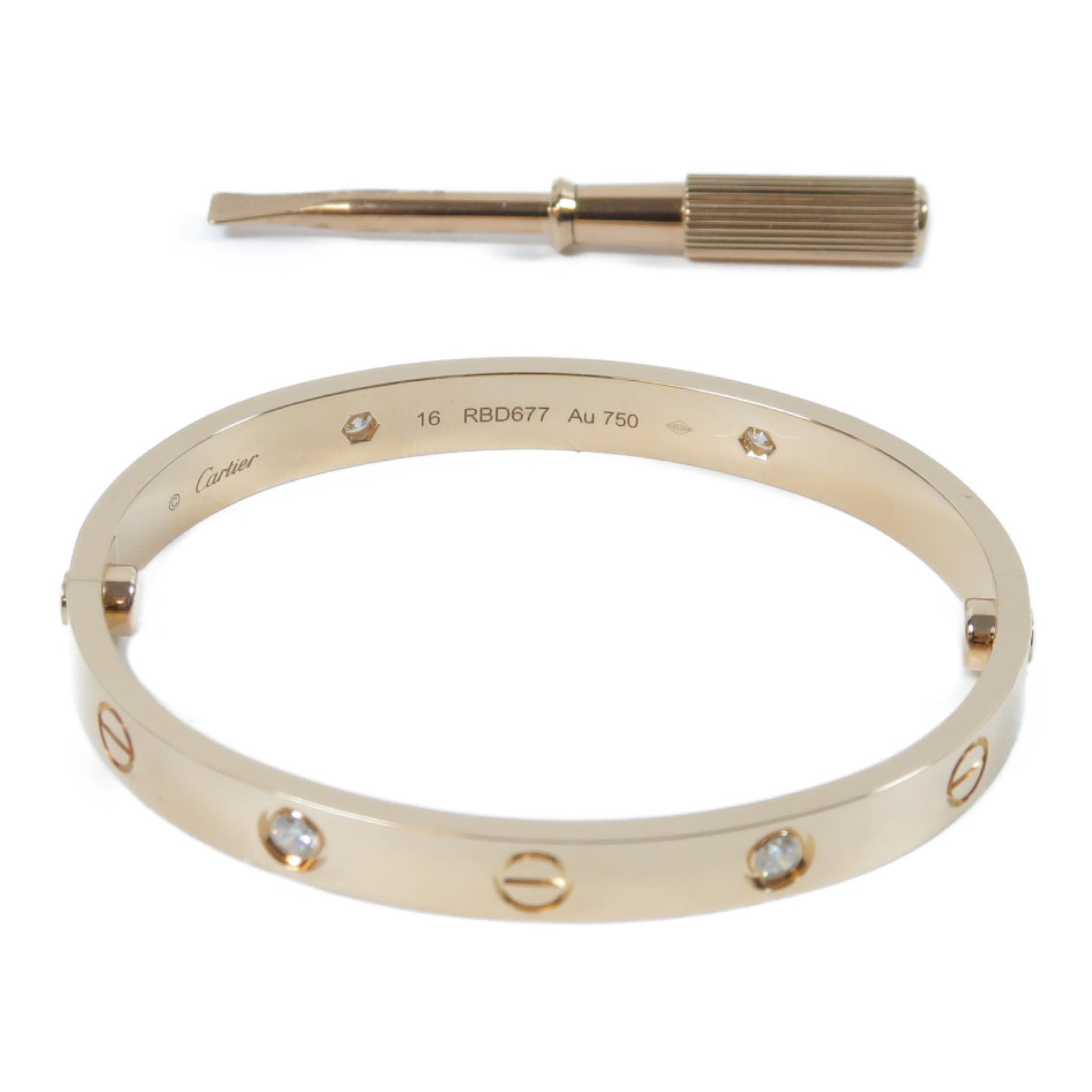 CARTIER 18K玫瑰金Love Bracelet 4P Diamonds 0.42ct鑽石手鐲Cartier#16